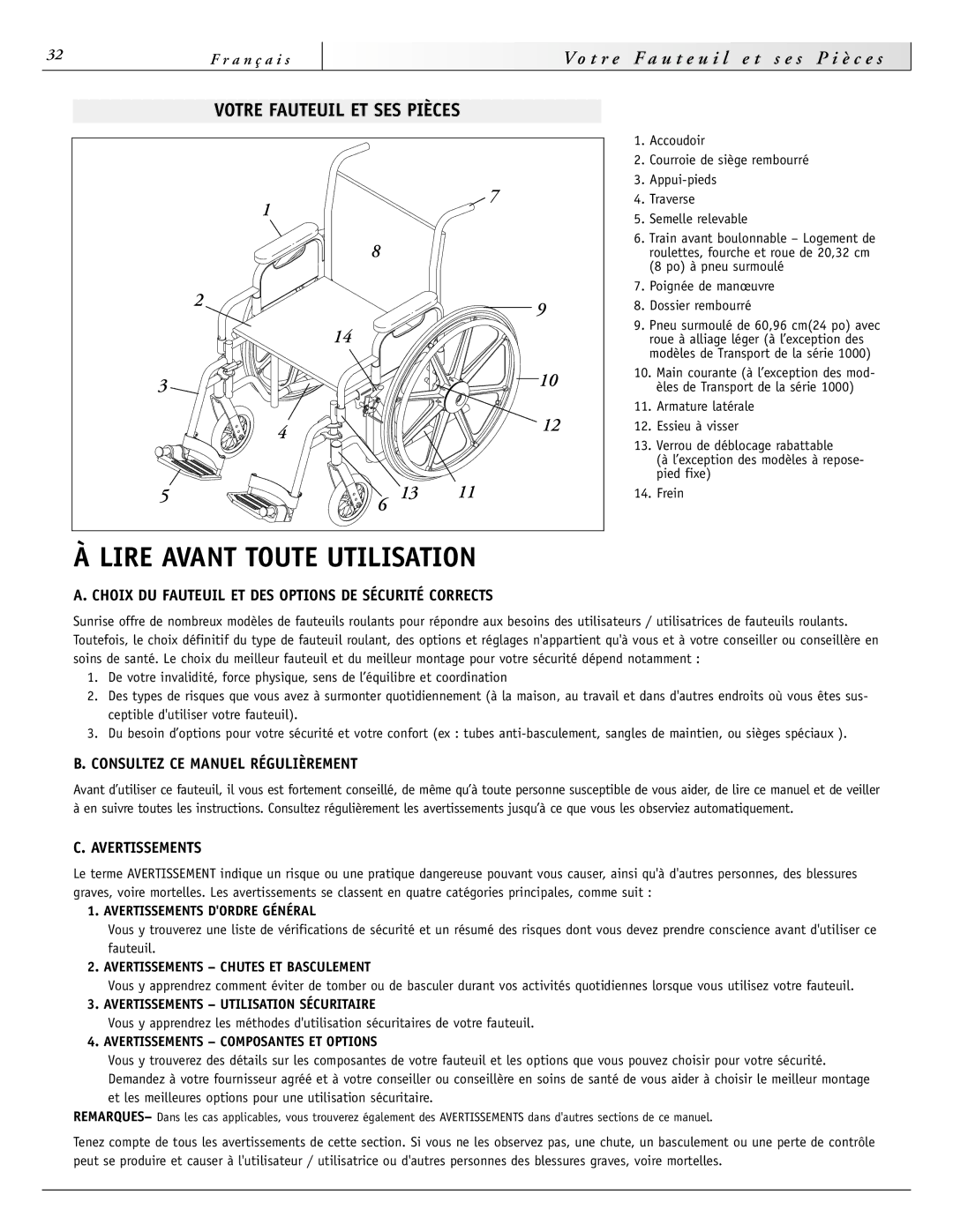 Sunrise Medical 2000HD Series Votre Fauteuil ET SES Pièces, Choix DU Fauteuil ET DES Options DE Sécurité Corrects 