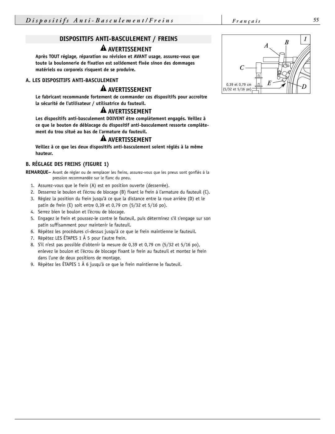 Sunrise Medical 2000 Series Dispositifs ANTI-BASCULEMENT / Freins Avertissement, LES Dispositifs ANTI-BASCULEMENT 