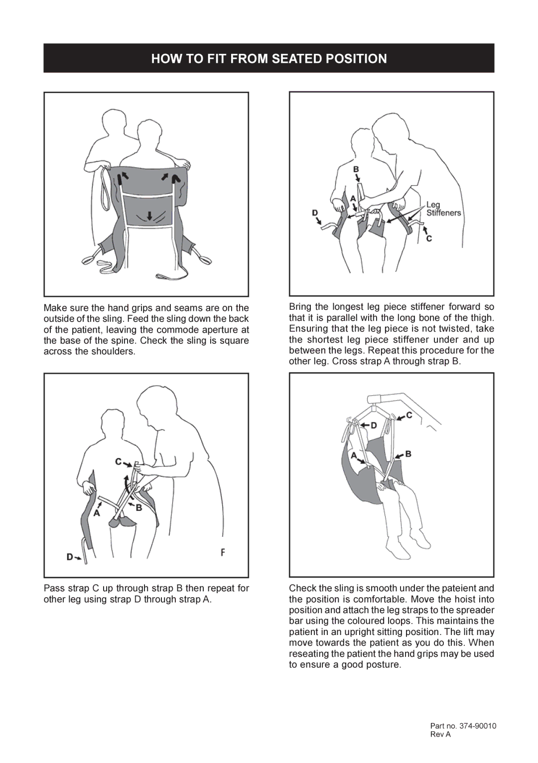 Sunrise Medical 374-90010 technical specifications HOW to FIT from Seated Position 