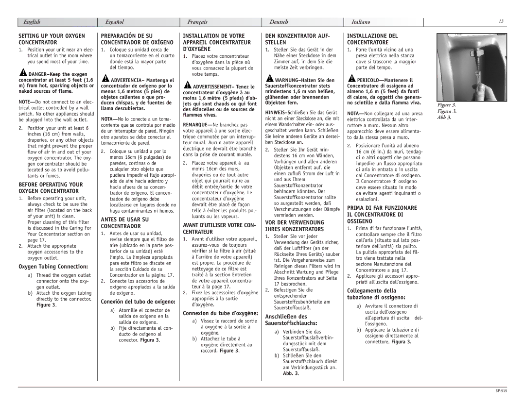 Sunrise Medical 515 SERIES manual Antes DE Usar SU Concentrador, Avant D’UTILISER Votre CON- Centrateur 