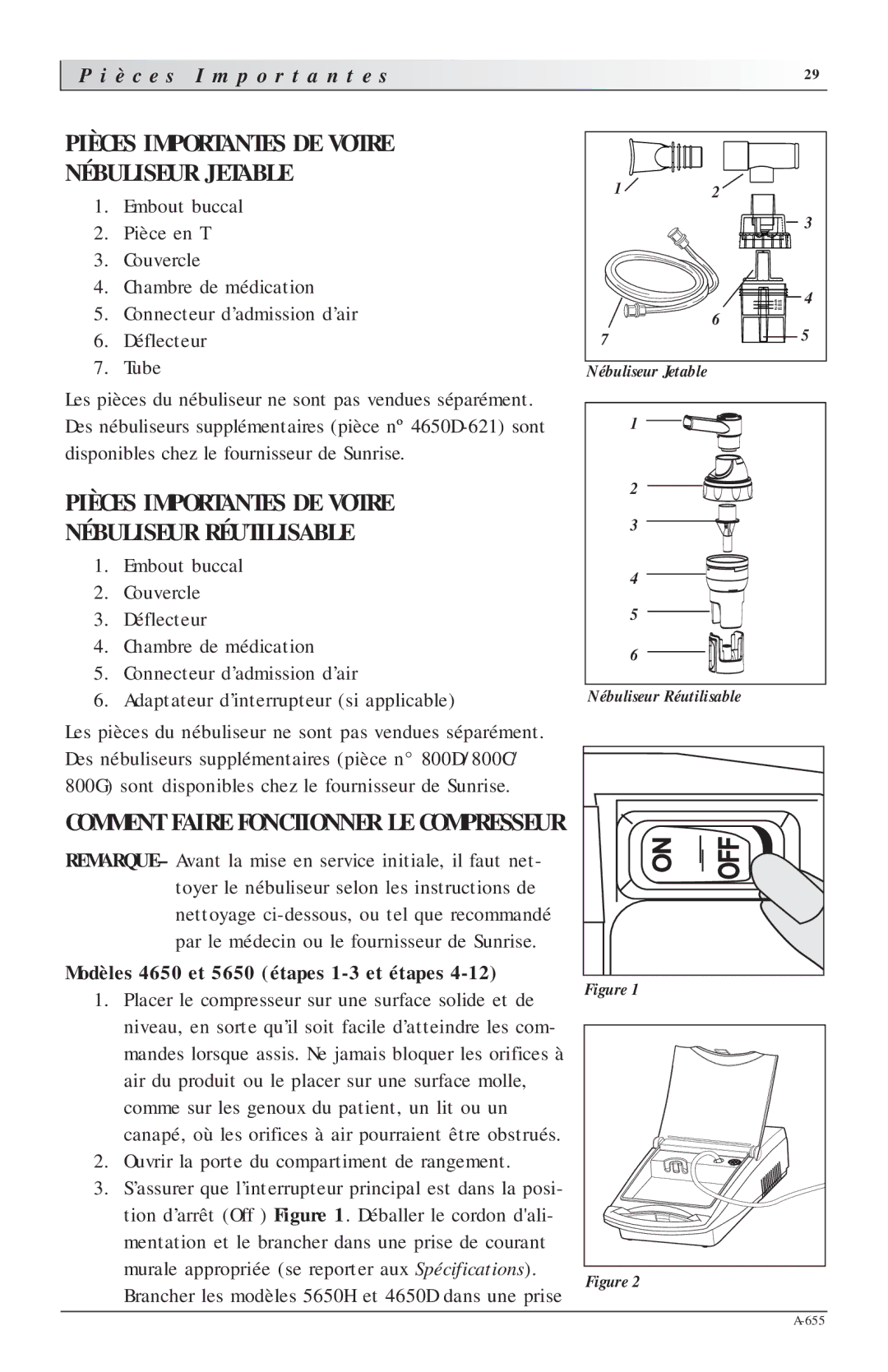 Sunrise Medical 5650H Pièces Importantes DE Votre Nébuliseur Jetable, Pièces Importantes DE Votre Nébuliseur Réutilisable 