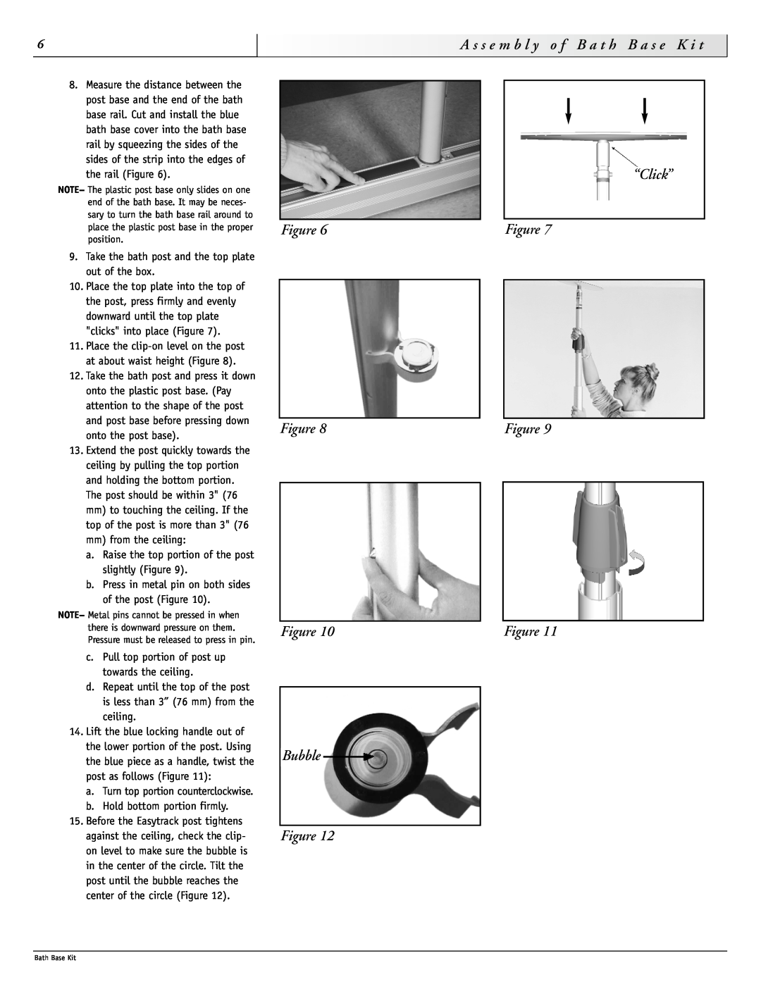 Sunrise Medical 900-0880 instruction manual A s s e m b l y o f B a t h B a s e K i t, Figure Figure Figure Bubble Figure 
