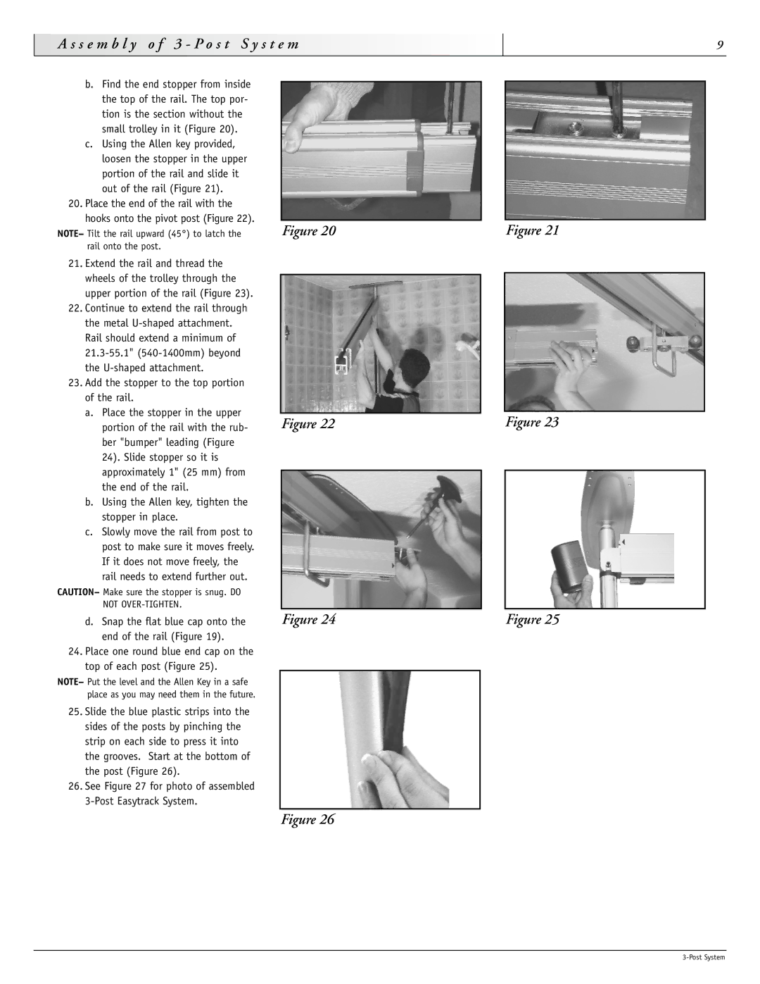 Sunrise Medical 93000 instruction manual Add the stopper to the top portion of the rail 