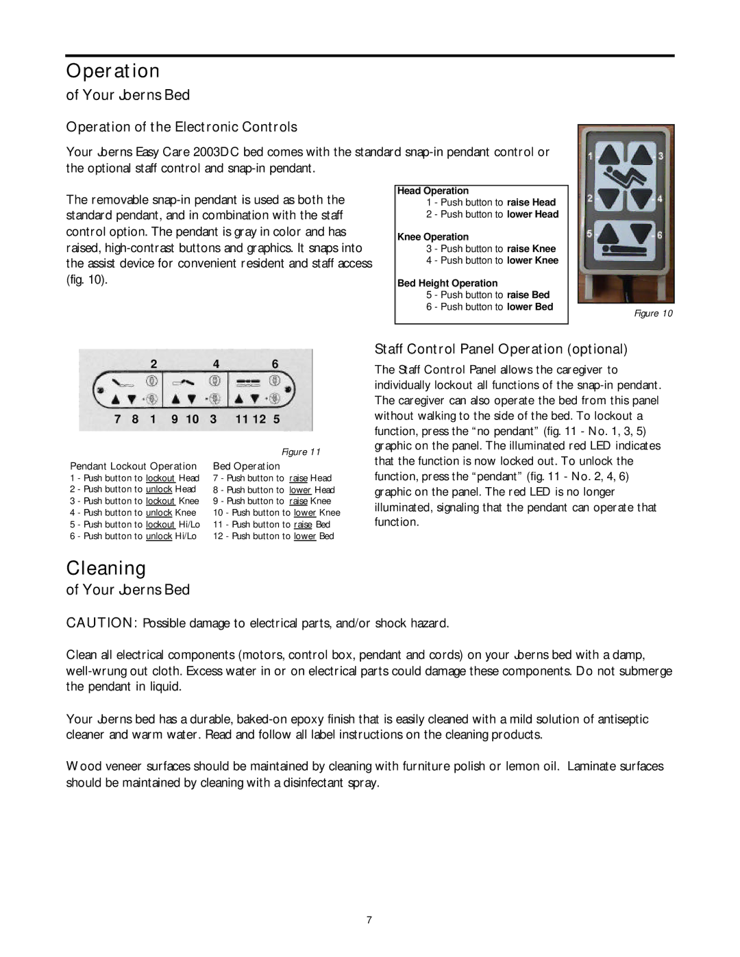 Sunrise Medical B684DC Cleaning, Operation of the Electronic Controls, Staff Control Panel Operation optional 