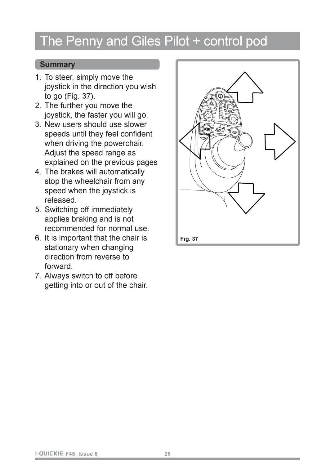 Sunrise Medical F45 owner manual Summary 