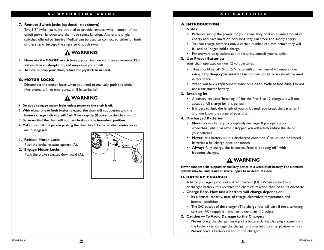 Sunrise Medical G-424 instruction manual Introduction, Battery Charger 