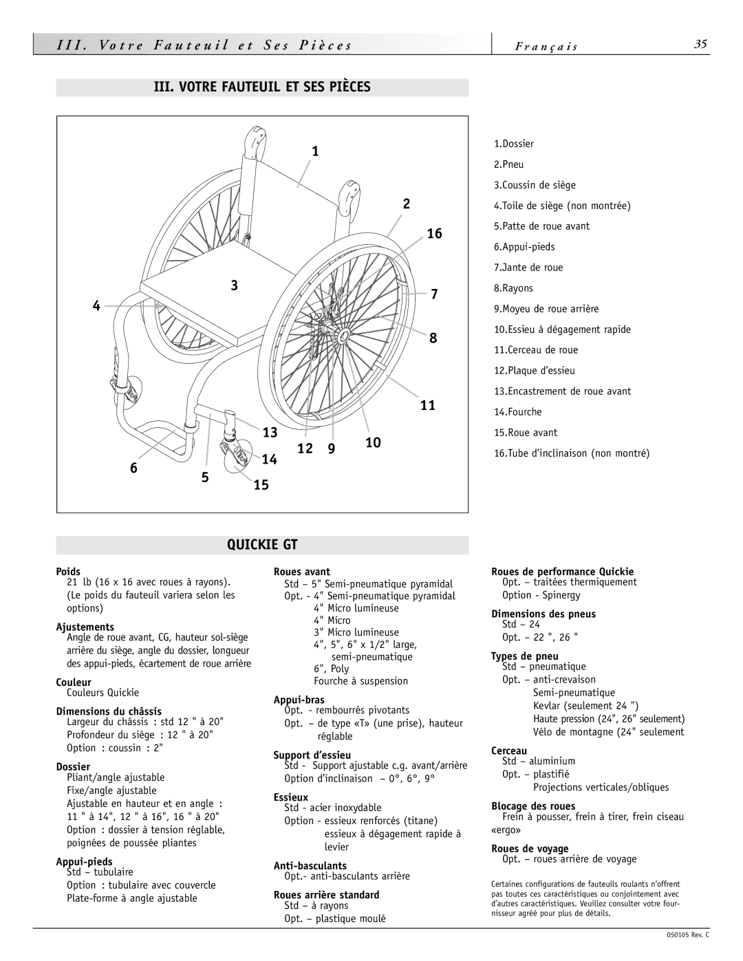 Sunrise Medical GT instruction manual T r e 