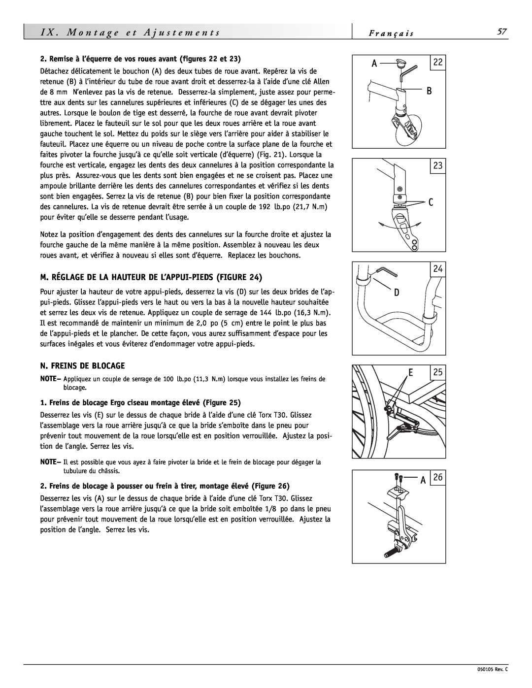 Sunrise Medical GT instruction manual M. Réglage De La Hauteur De L’Appui-Pieds Figure, N. Freins De Blocage 