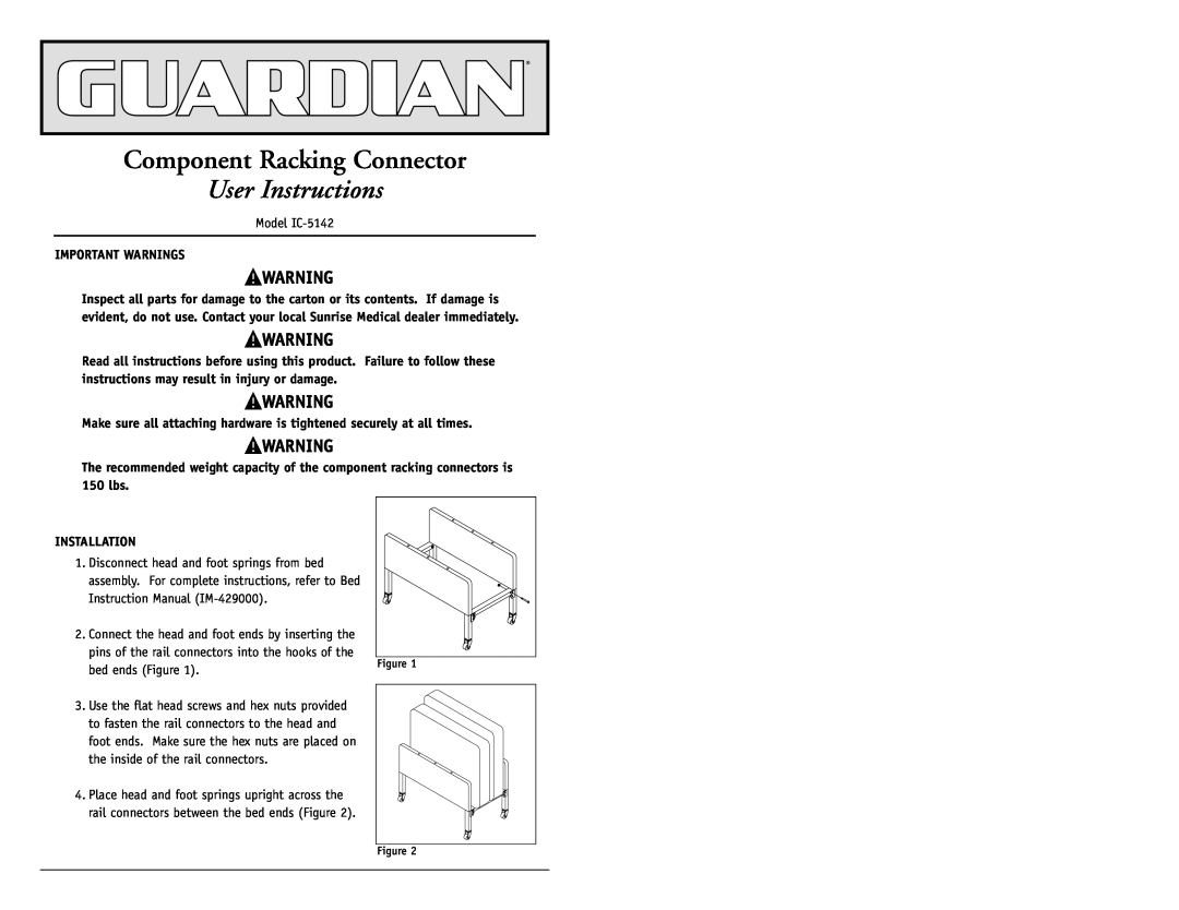Sunrise Medical IC-5142 instruction manual Component Racking Connector, User Instructions 