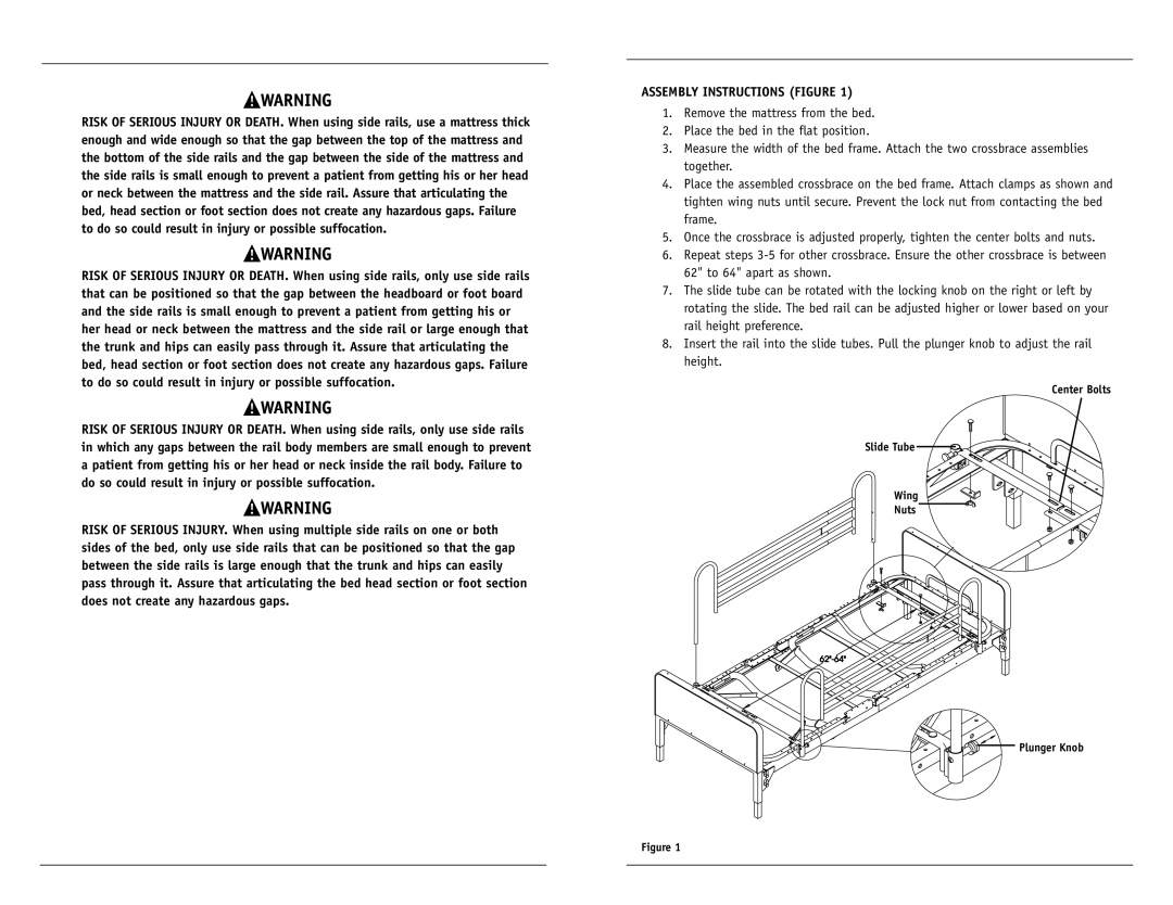 Sunrise Medical IC-6623 user manual Assembly Instructions Figure, Center Bolts Slide Tube Wing Nuts Plunger Knob 