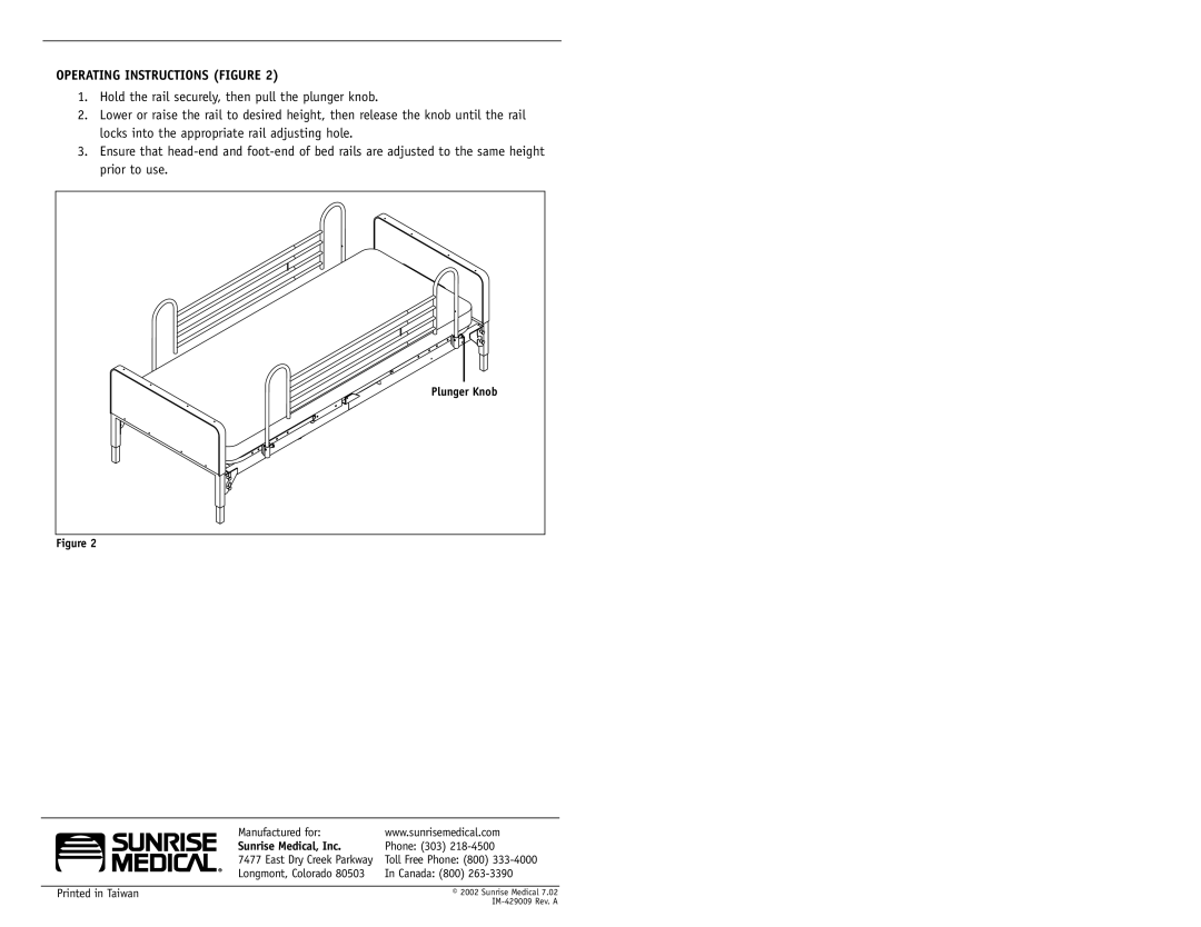 Sunrise Medical IC-6623 user manual Operating Instructions Figure, Sunrise Medical, Inc 