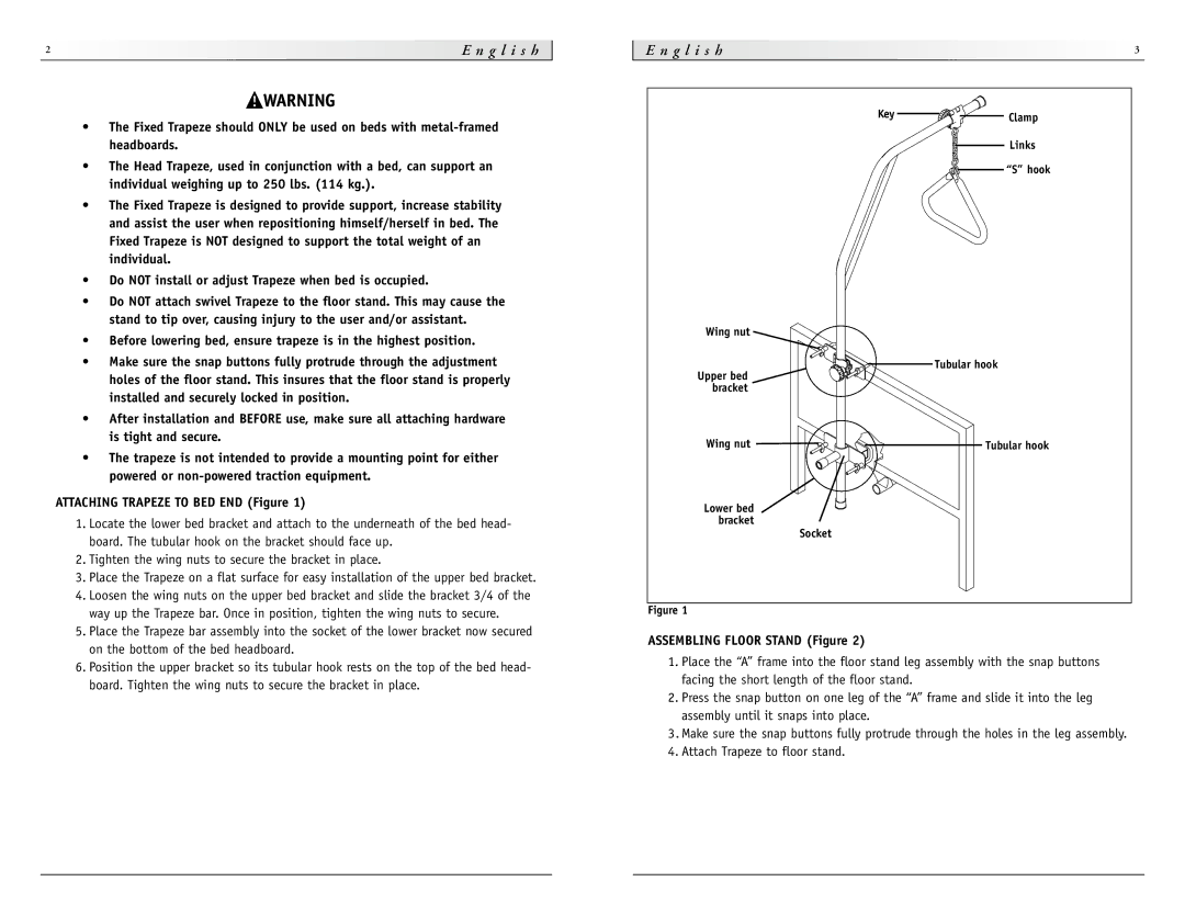 Sunrise Medical IC-7740, IC-7714 instruction manual N g l i s h, G l i s h, Assembling Floor Stand Figure 