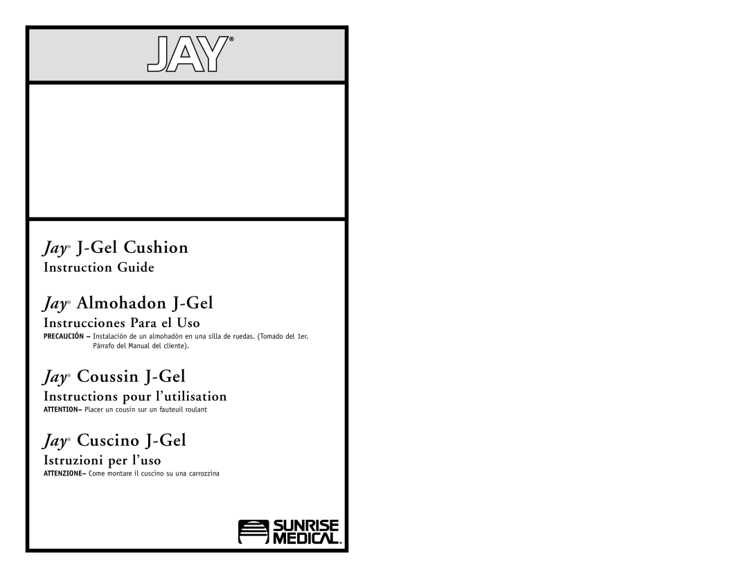 Sunrise Medical manual Jay J-Gel Cushion 