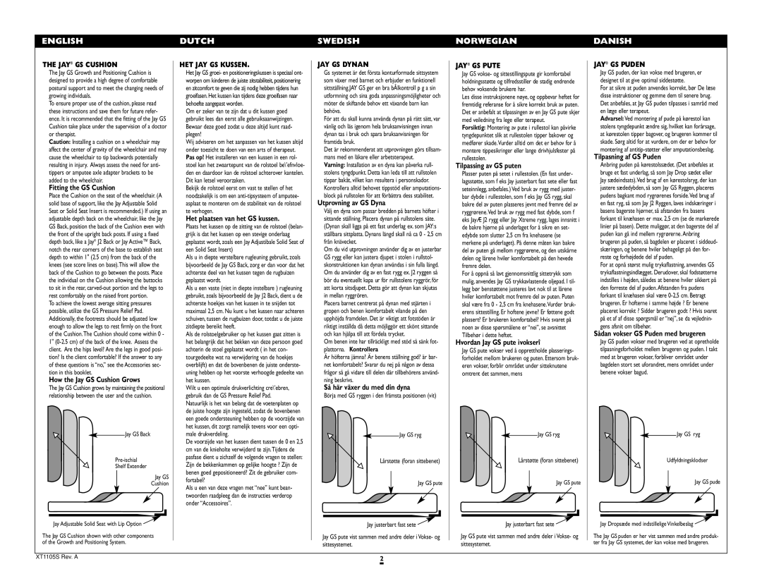 Sunrise Medical Jay GS instruction manual English Dutch Swedish Norwegian Danish 