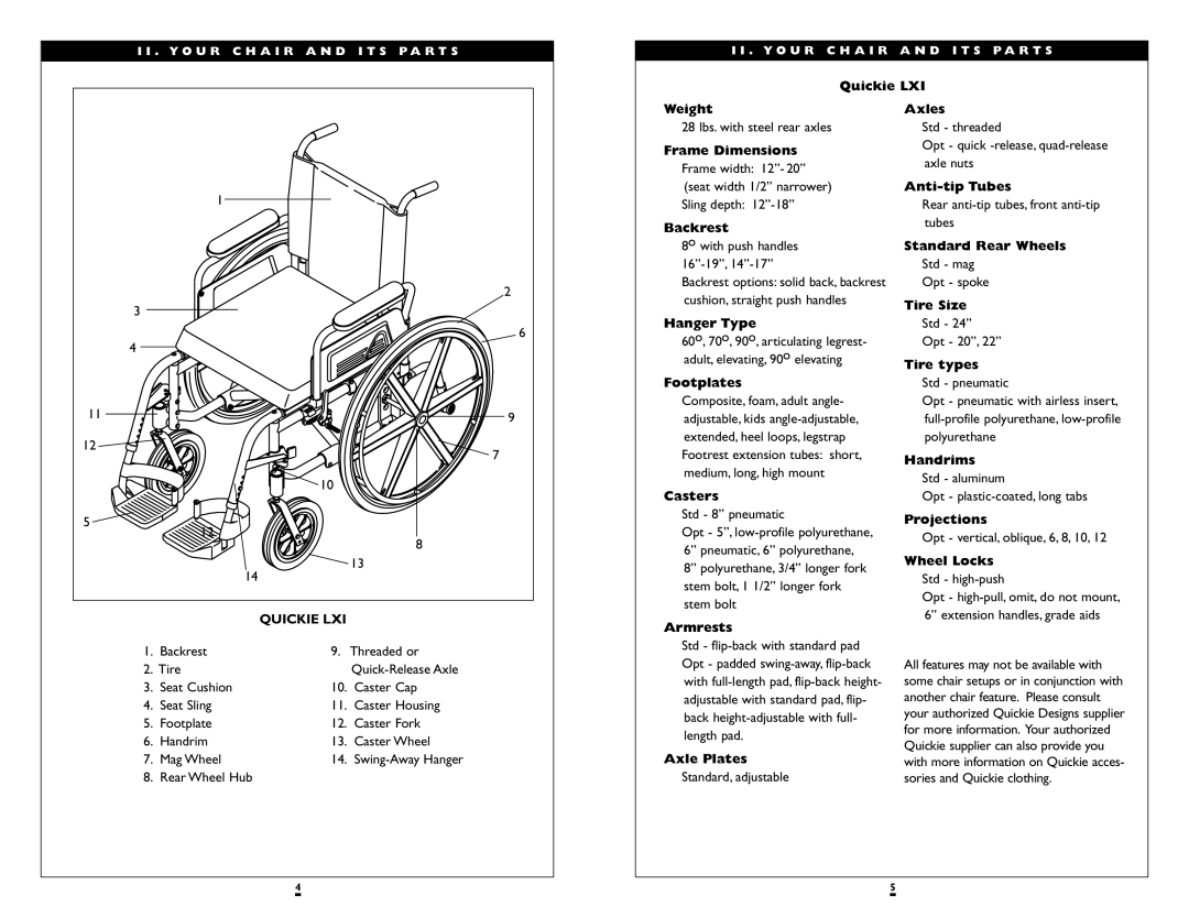 Sunrise Medical instruction manual Quickie LXI 