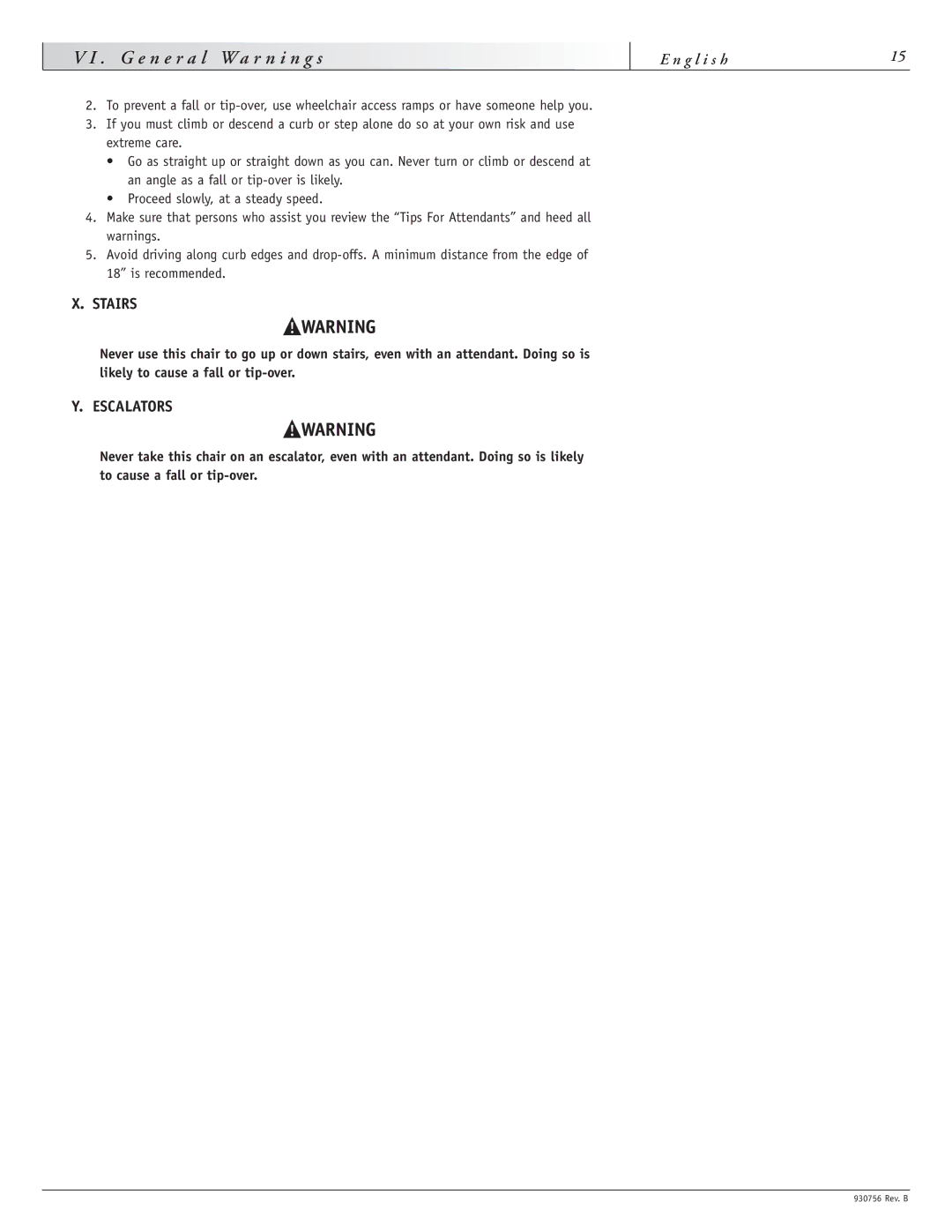 Sunrise Medical F11, M11 instruction manual Stairs, Escalators 