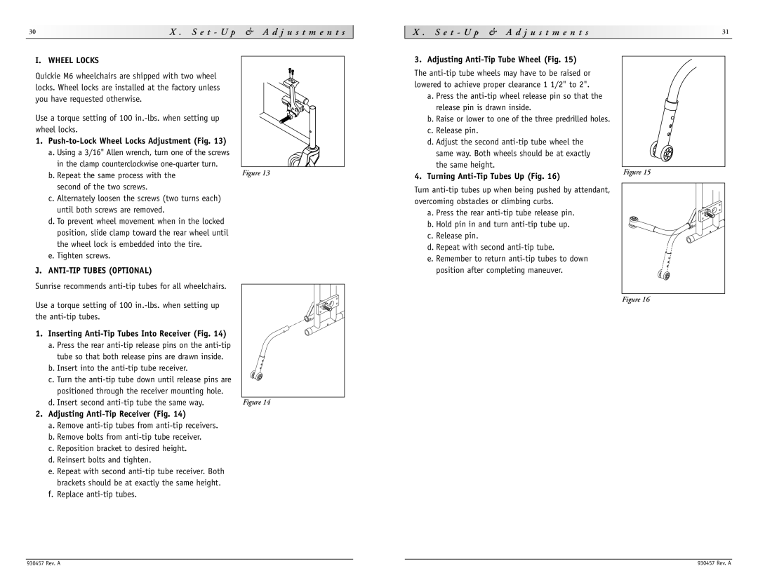 Sunrise Medical M6 instruction manual Wheel Locks 