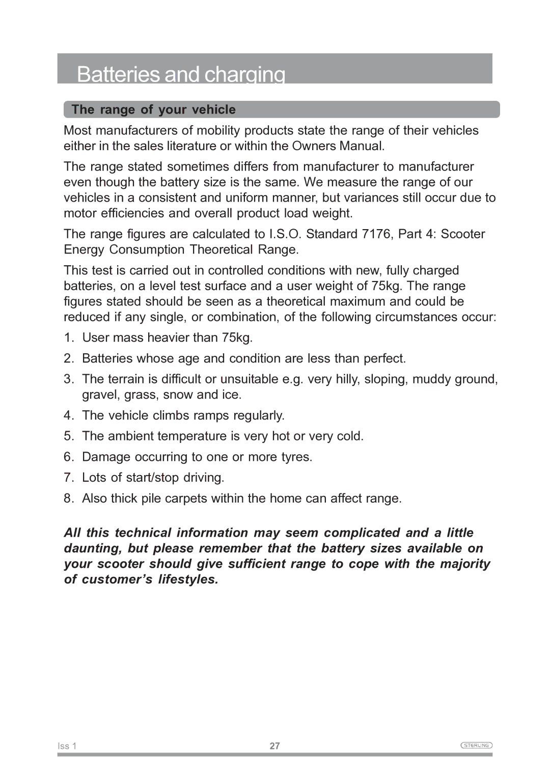 Sunrise Medical Mobility Scooter owner manual Range of your vehicle 