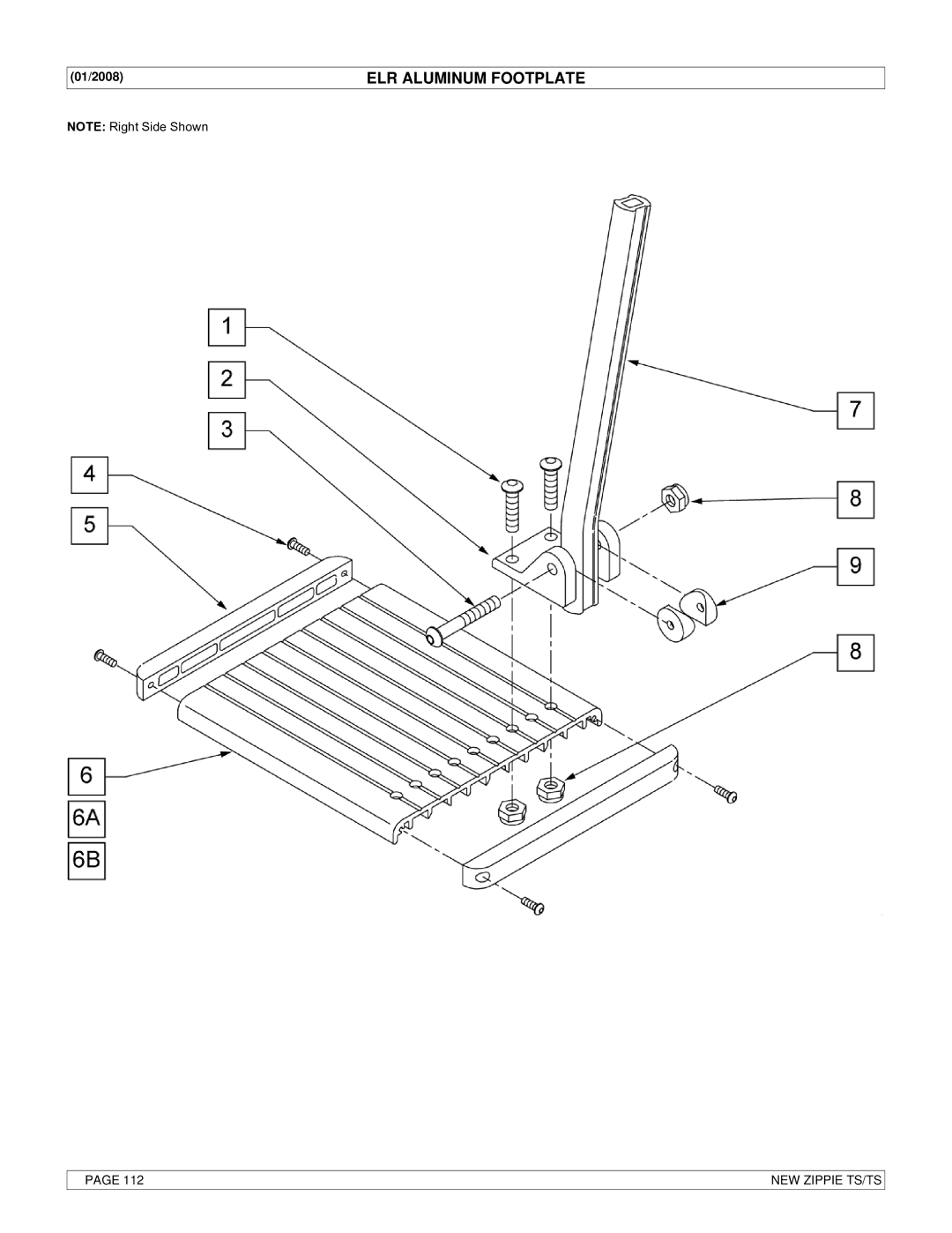 Sunrise Medical New Zippie TS manual ELR Aluminum Footplate 