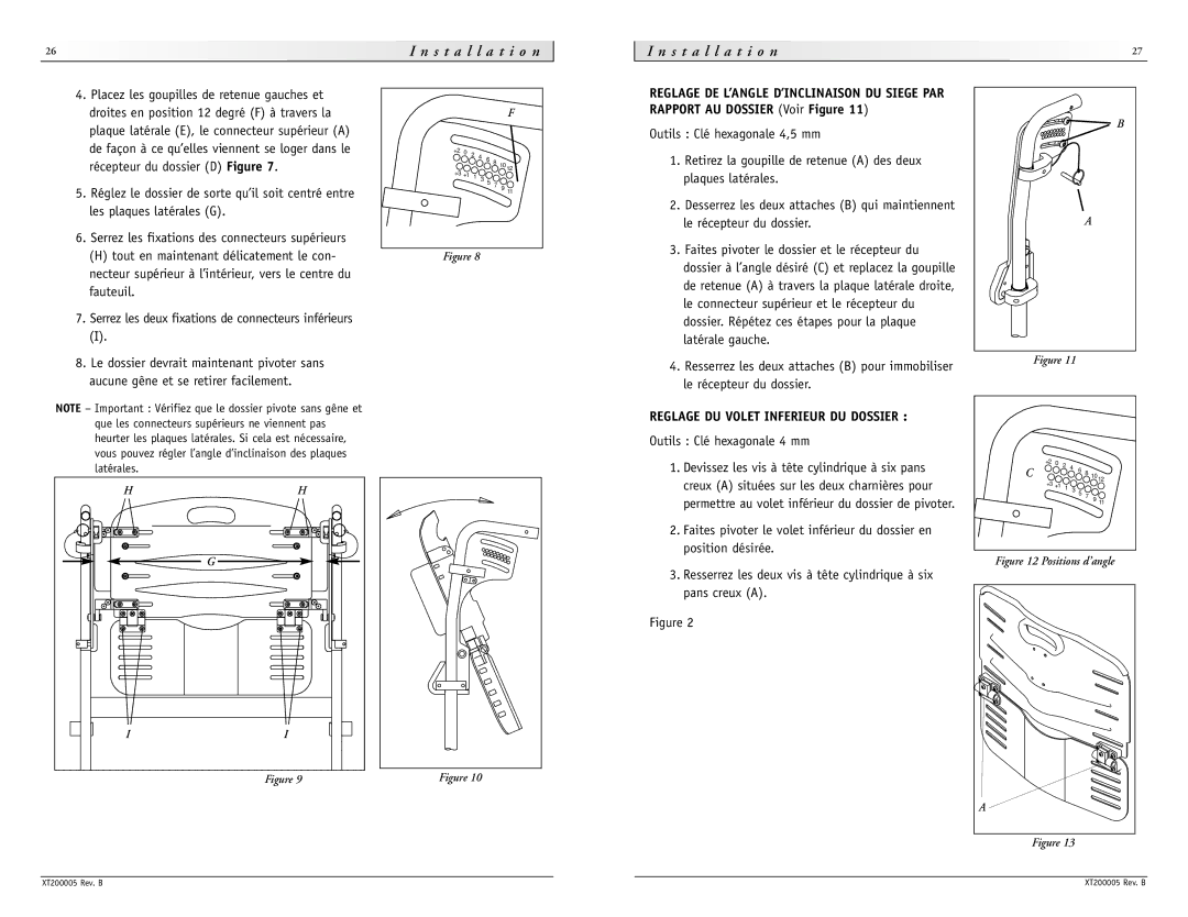 Sunrise Medical None Récepteur du dossier D Figure, Reglage DU Volet Inferieur DU Dossier, Outils Clé hexagonale 4 mm 