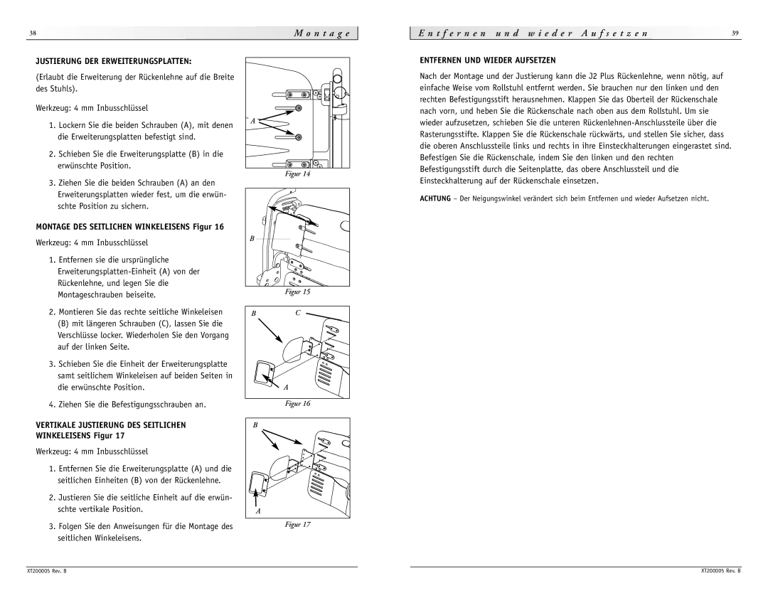 Sunrise Medical None instruction manual Justierung DER Erweiterungsplatten, Des Stuhls Werkzeug 4 mm Inbusschlüssel 