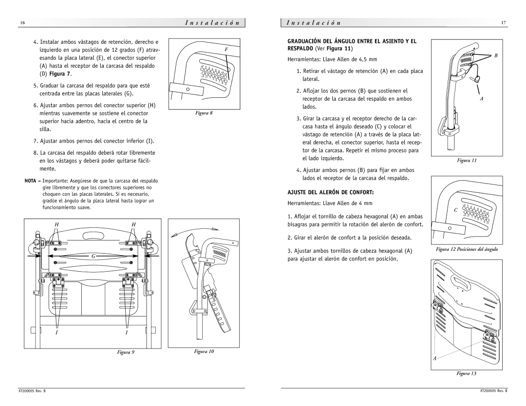 Sunrise Medical None instruction manual Ajuste DEL Alerón DE Confort, Herramientas Llave Allen de 4 mm 