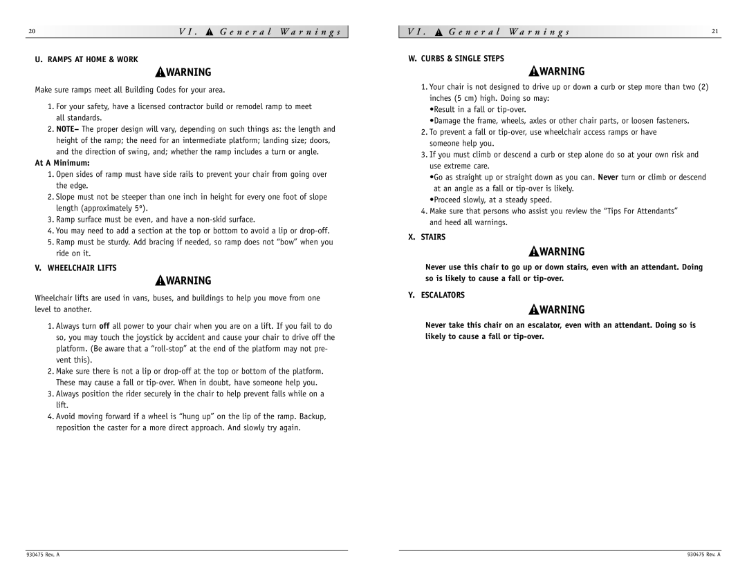 Sunrise Medical P-220 instruction manual At a Minimum, Wheelchair Lifts, Curbs & Single Steps, Stairs, Escalators 