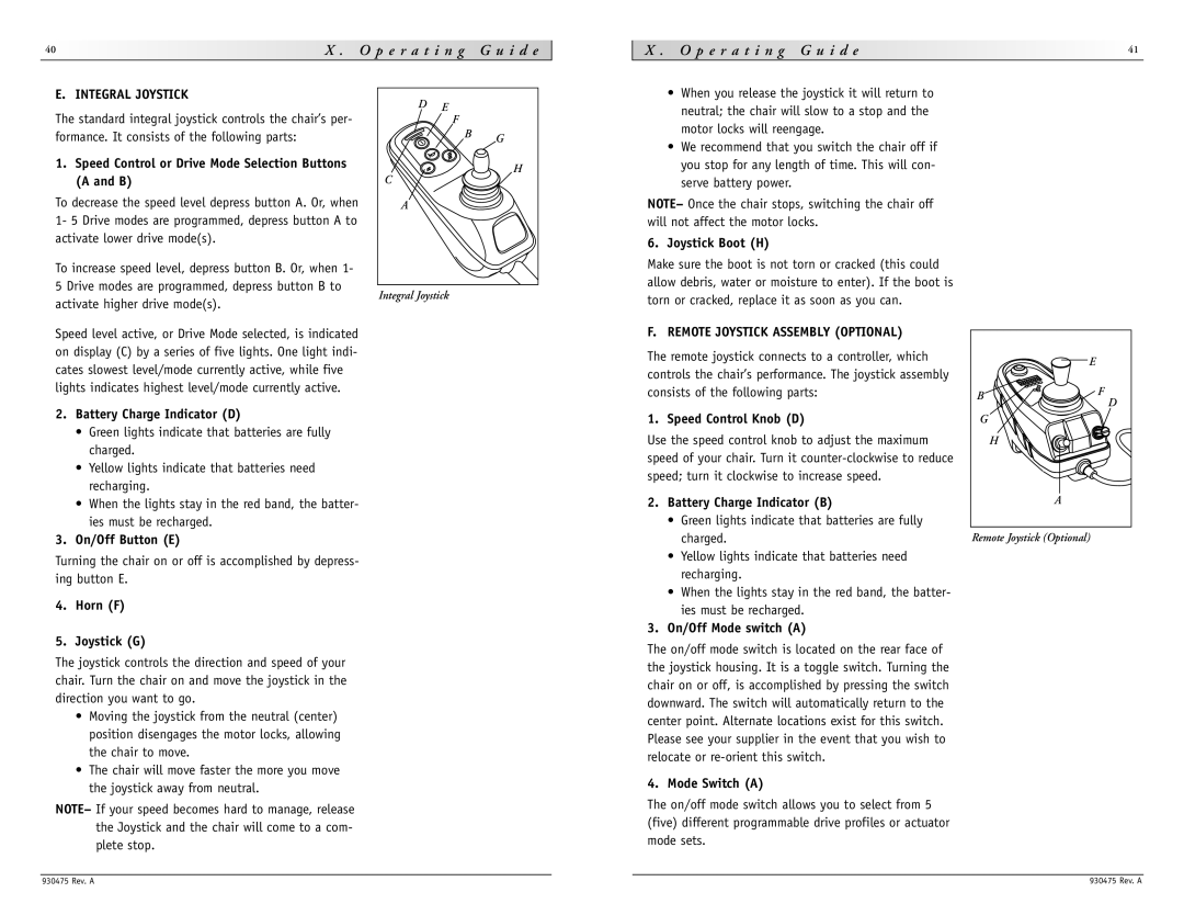 Sunrise Medical P-220 instruction manual Remote Joystick Assembly Optional 