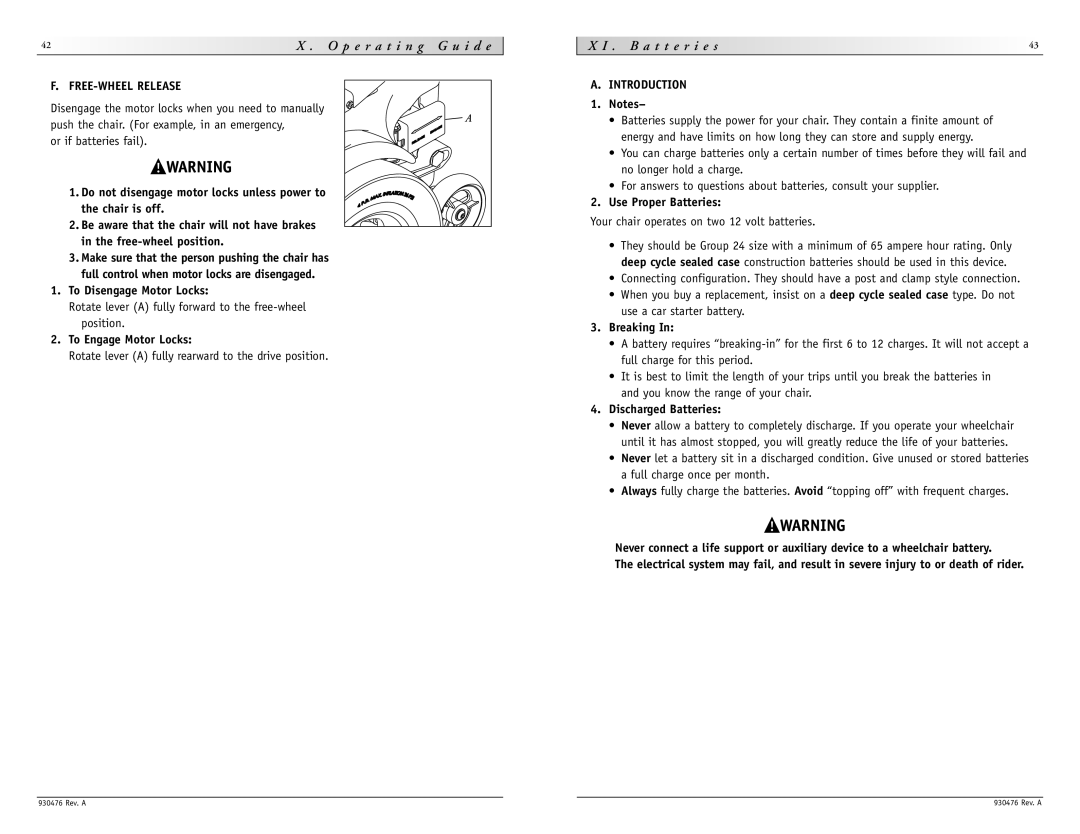 Sunrise Medical P-222 SE instruction manual FREE-WHEEL Release, Introduction 