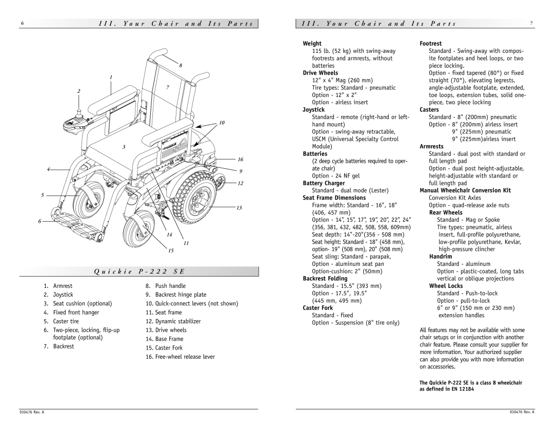 Sunrise Medical P-222 SE instruction manual I c k i e P 2 2 2 S E 