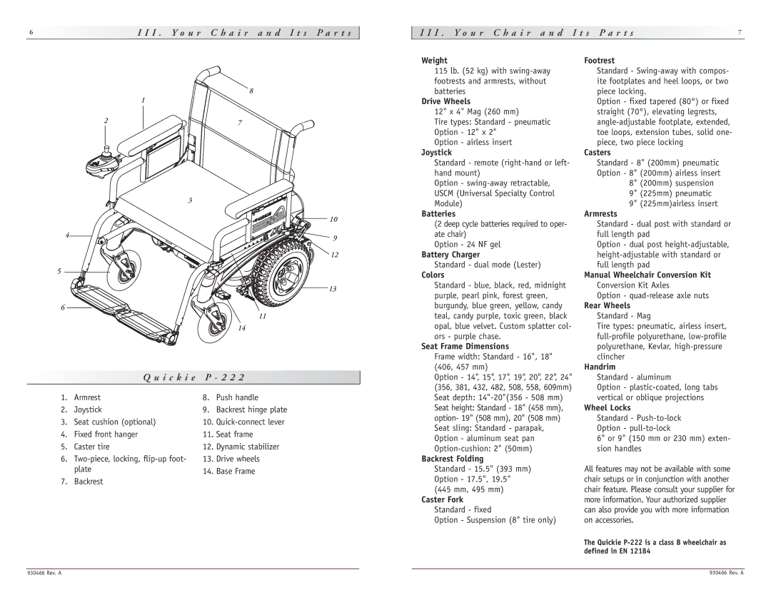 Sunrise Medical P-222 instruction manual I c k i e P 2 2 