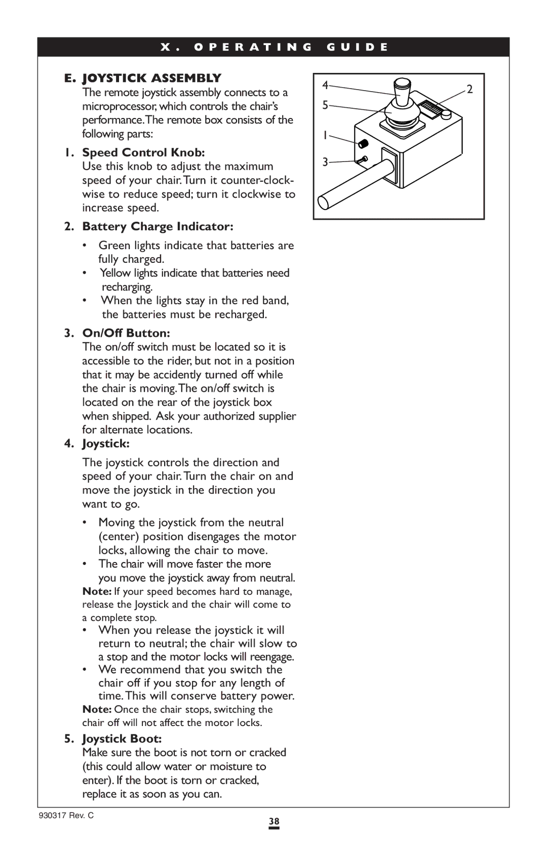 Sunrise Medical P300 instruction manual Battery Charge Indicator, P E R a T I N G 