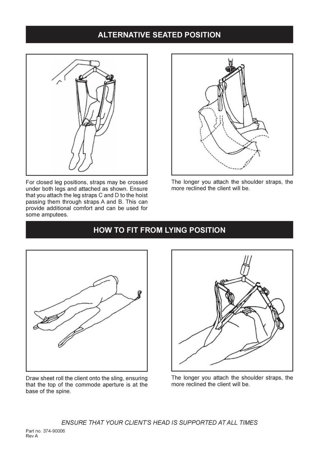 Sunrise Medical Quick Fit technical specifications Alternative Seated Position, HOW to FIT from Lying Position 