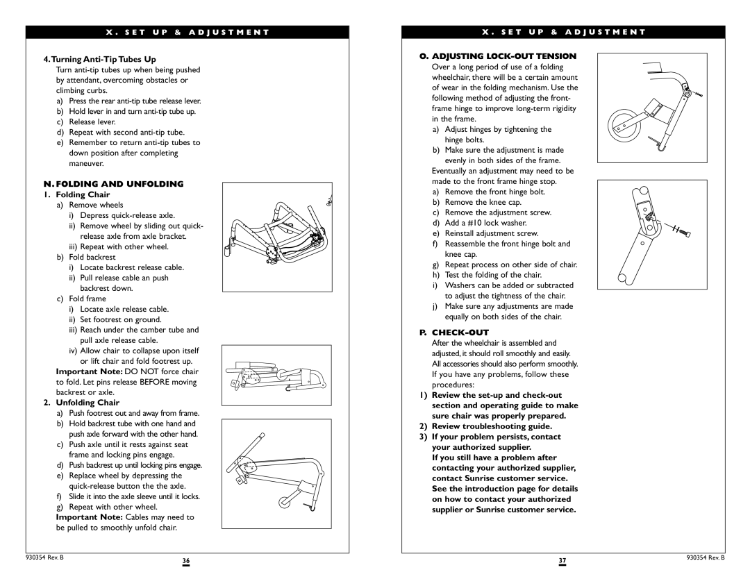 Sunrise Medical Revolution Turning Anti-Tip Tubes Up, Folding and Unfolding, Folding Chair, Unfolding Chair, Check-Out 