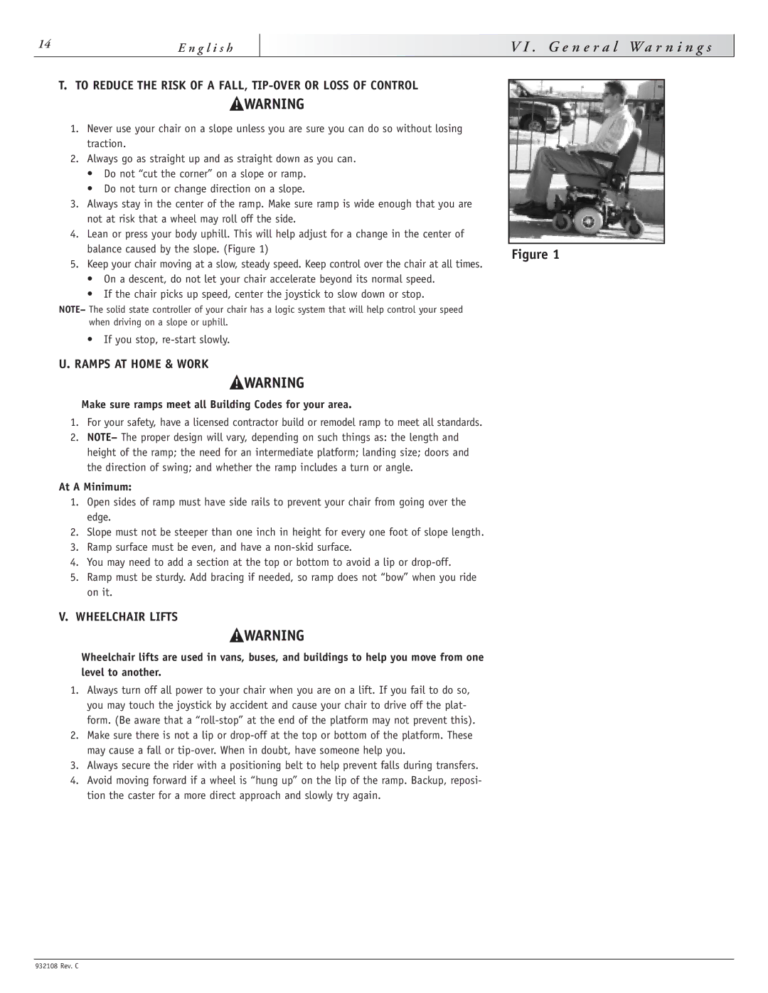 Sunrise Medical S-11 To Reduce the Risk of a FALL, TIP-OVER or Loss of Control, Ramps AT Home & Work, Wheelchair Lifts 