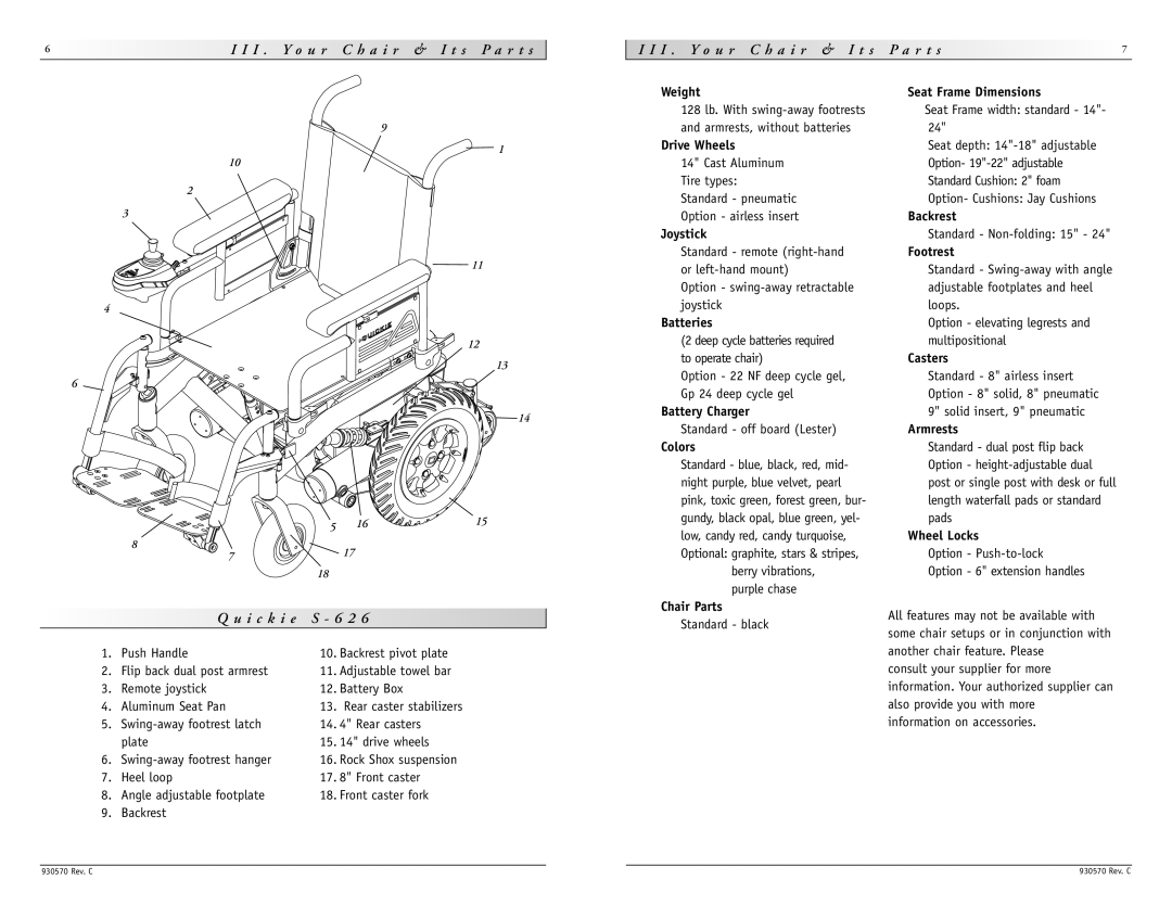 Sunrise Medical S-626 instruction manual I c k i e S 6 2 