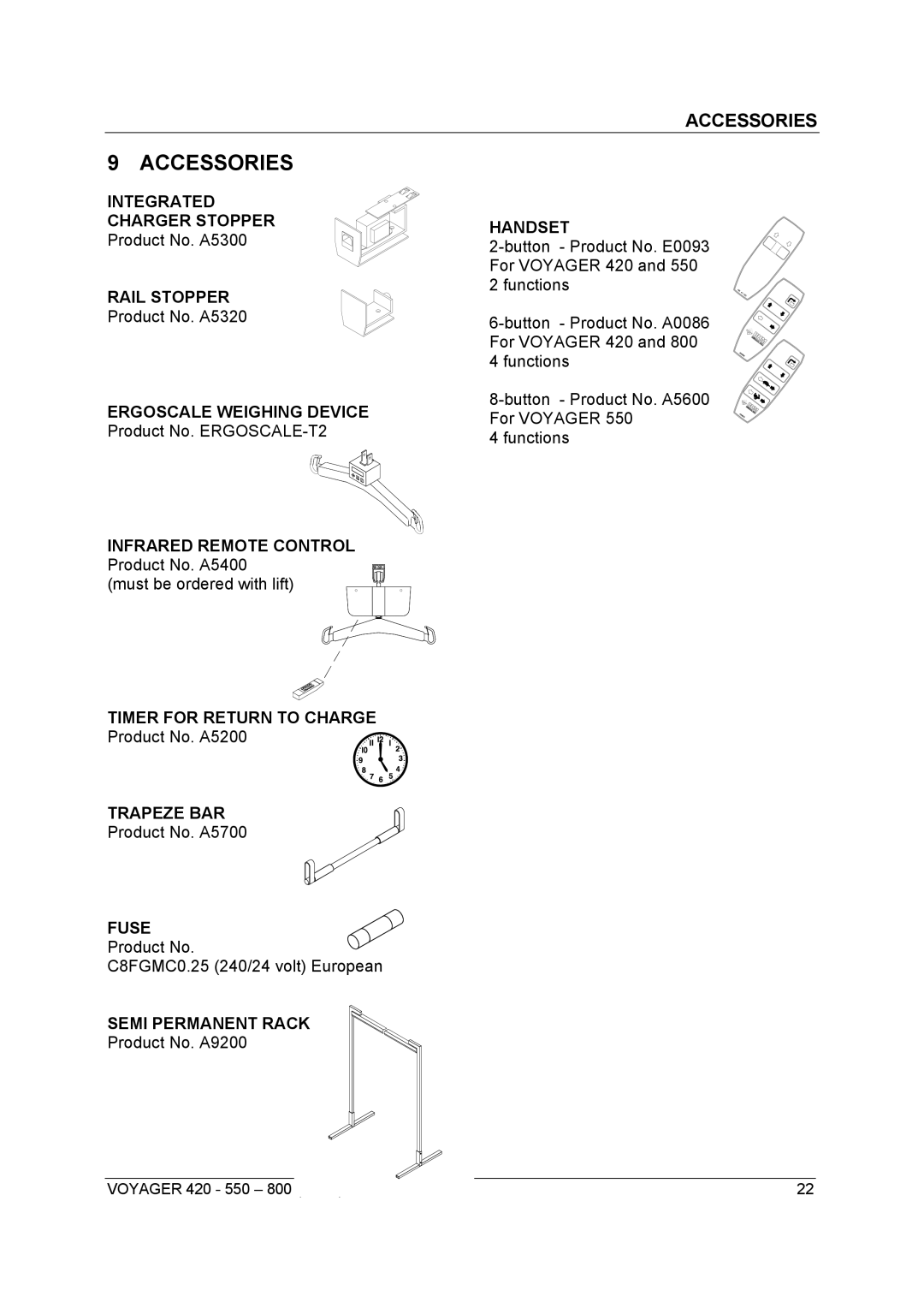 Sunrise Medical Series 550, Series 800, Series 420 user manual Accessories, Ergoscale Weighing Device 