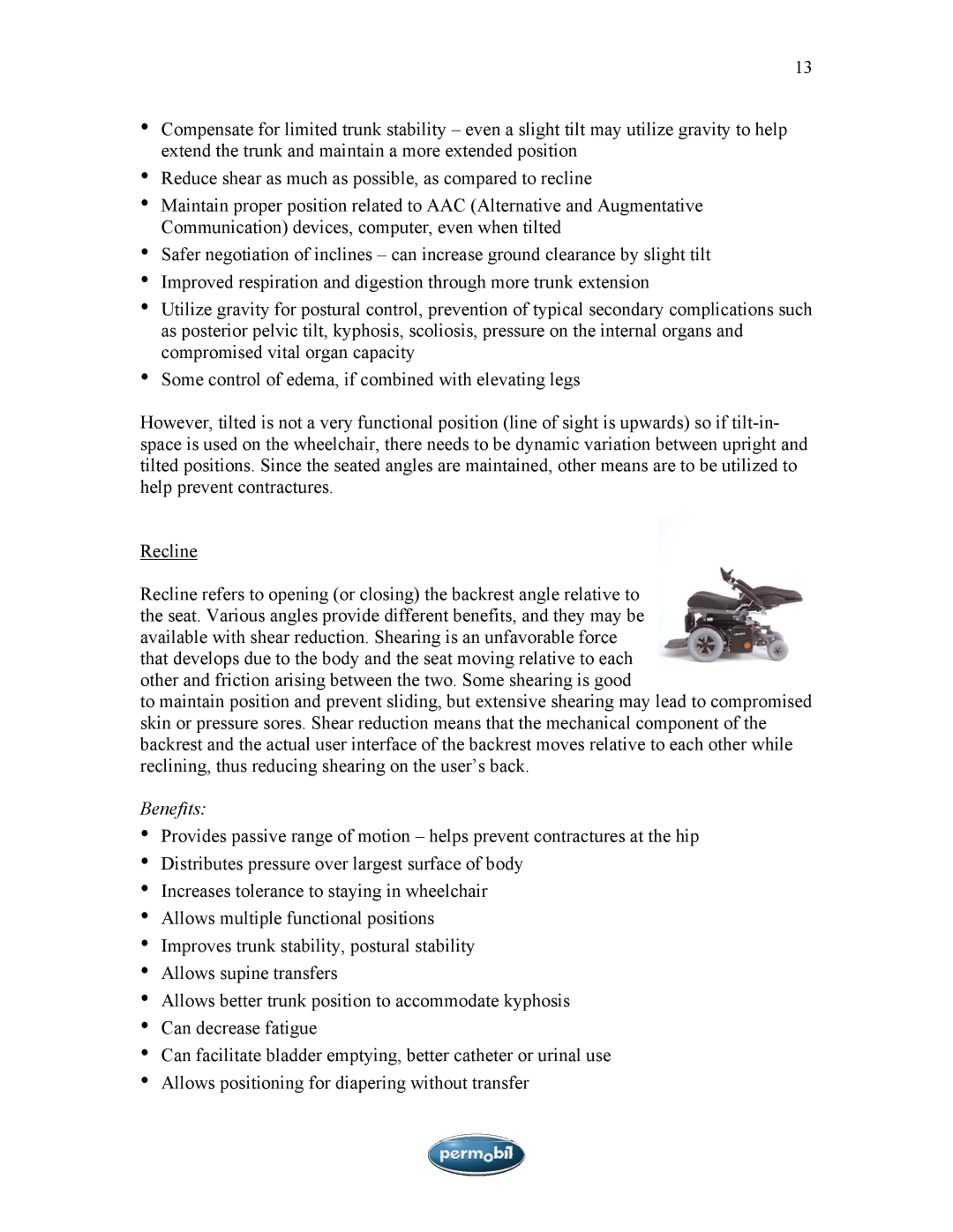 Sunrise Medical SMA manual Benefits 