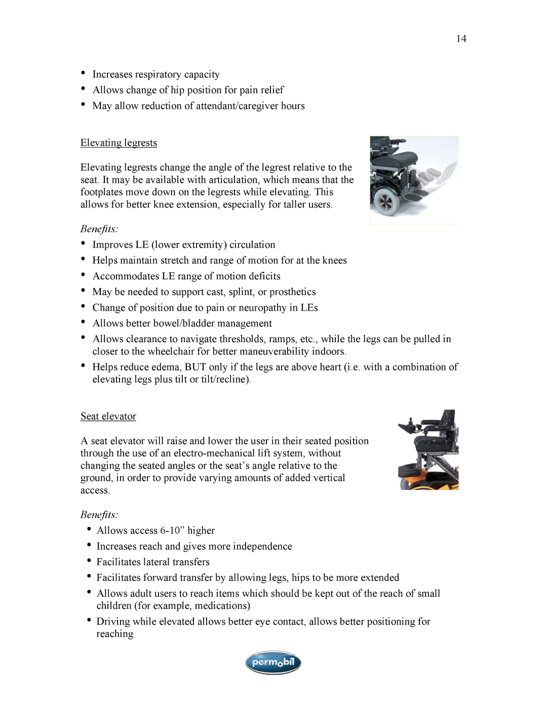 Sunrise Medical SMA manual Benefits 