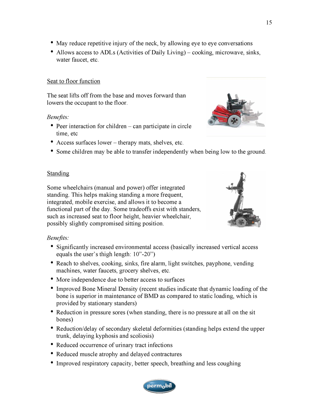 Sunrise Medical SMA manual Benefits 