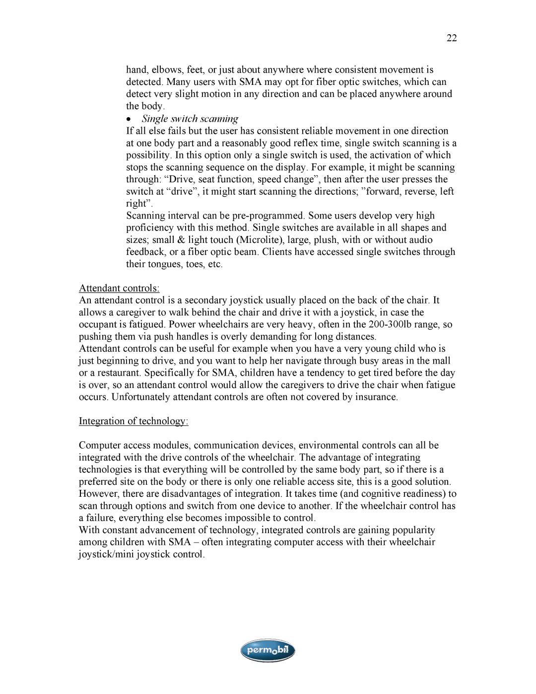 Sunrise Medical SMA manual Single switch scanning 