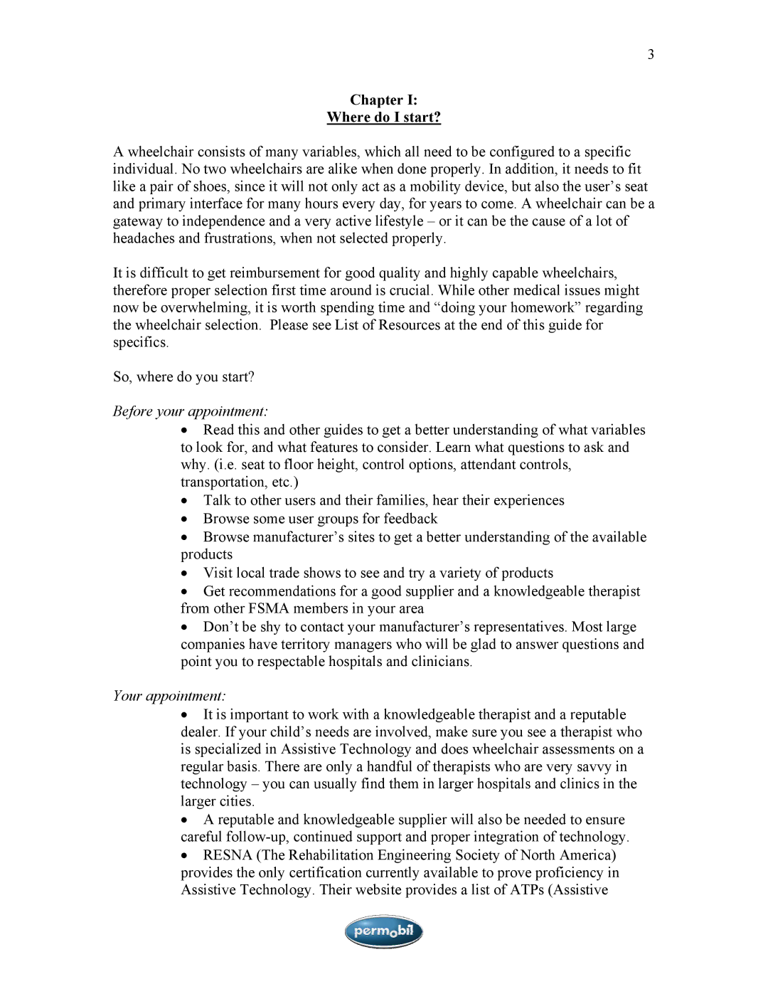 Sunrise Medical SMA manual Chapter Where do I start?, Before your appointment, Your appointment 