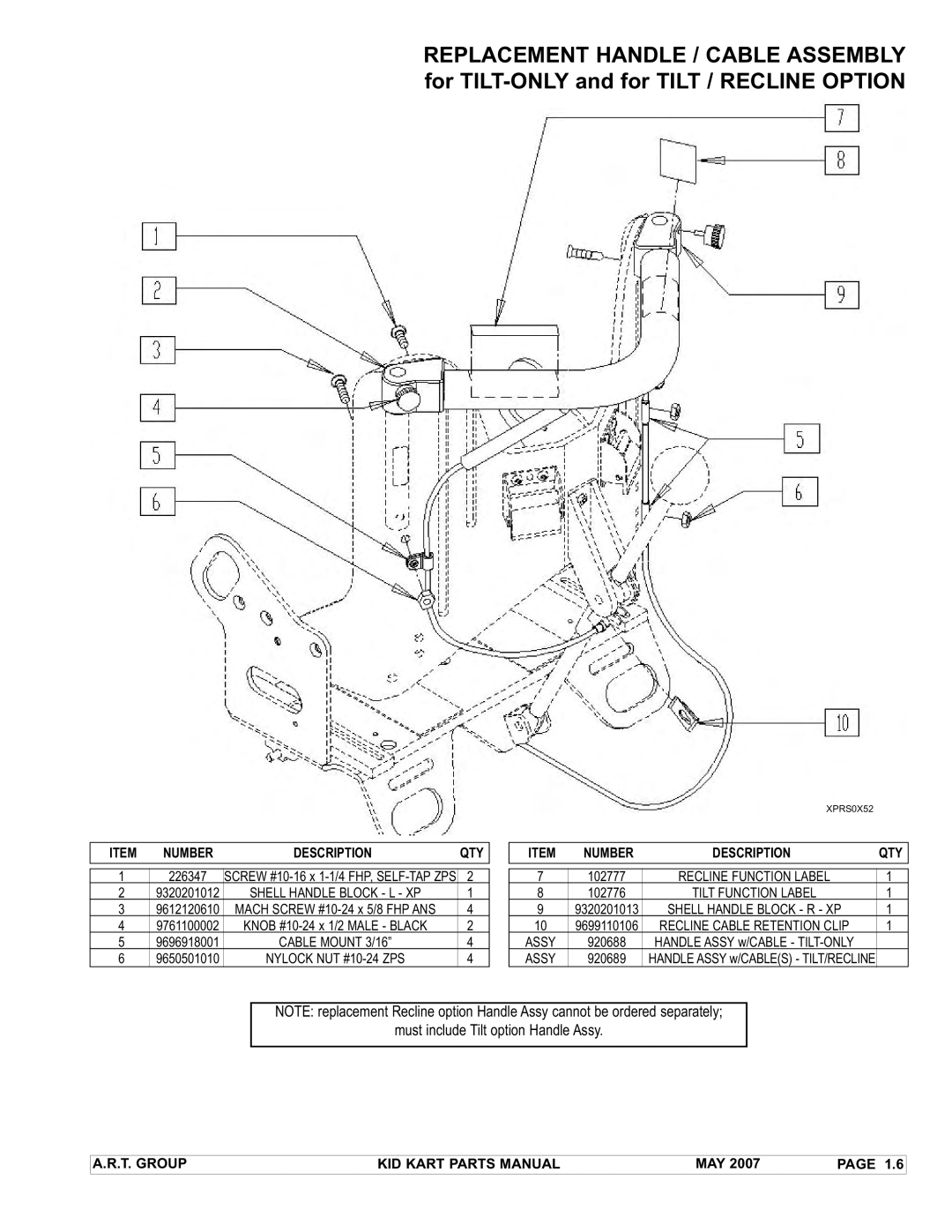 Sunrise Medical Stroller manual Must include Tilt option Handle Assy 