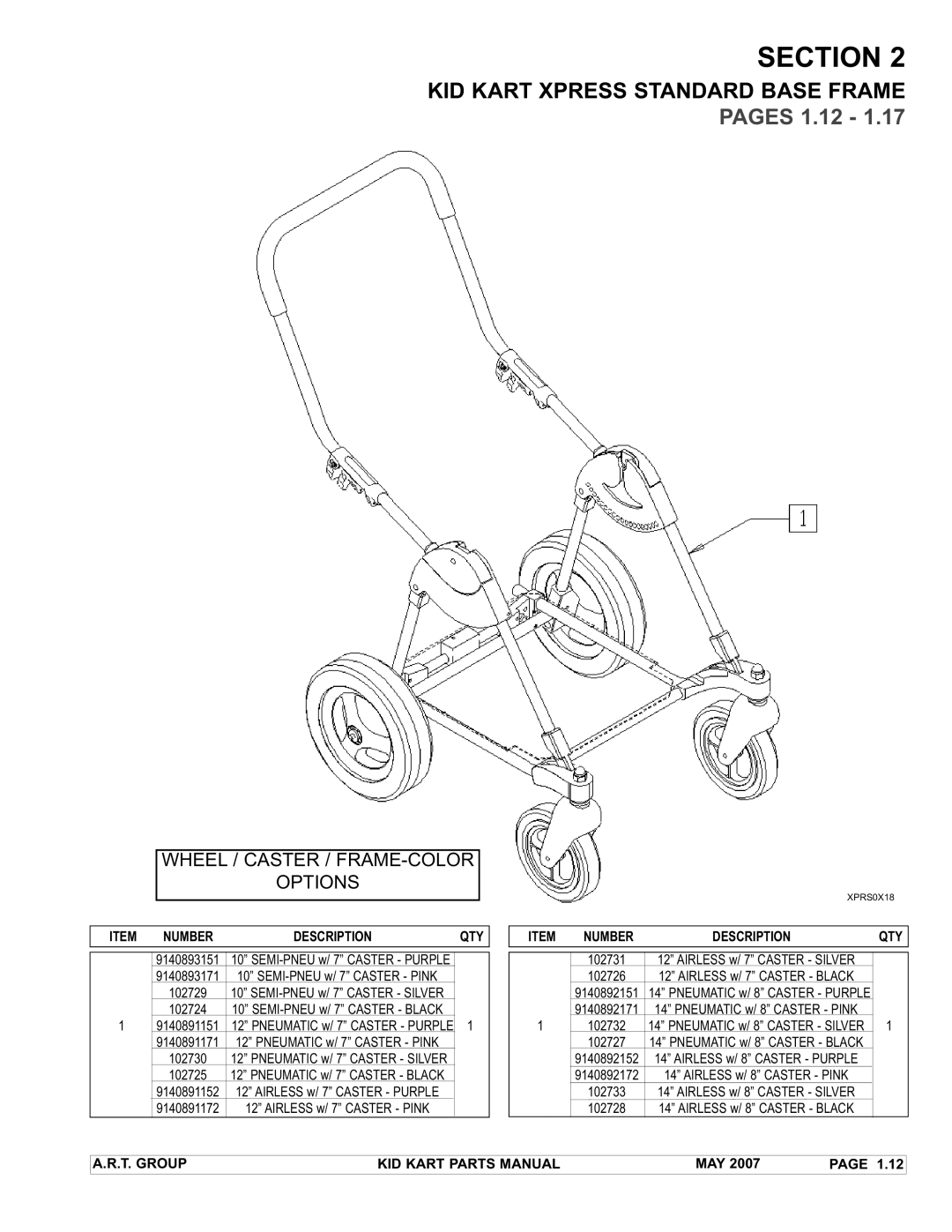 Sunrise Medical Stroller manual KID Kart Xpress Standard Base Frame Pages 1.12 