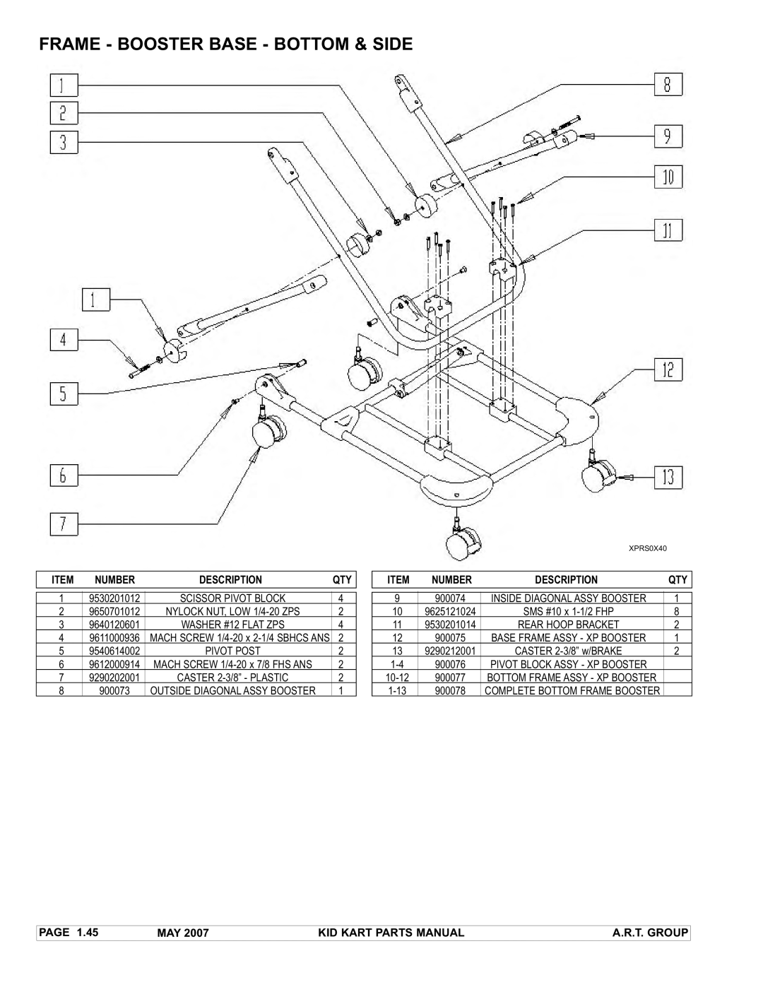 Sunrise Medical Stroller manual Frame Booster Base Bottom & Side, Pivot Post 