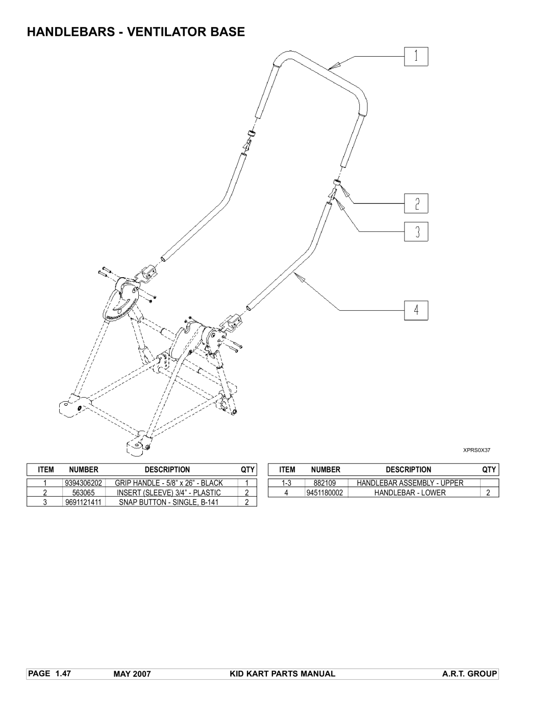 Sunrise Medical Stroller manual Handlebars Ventilator Base 