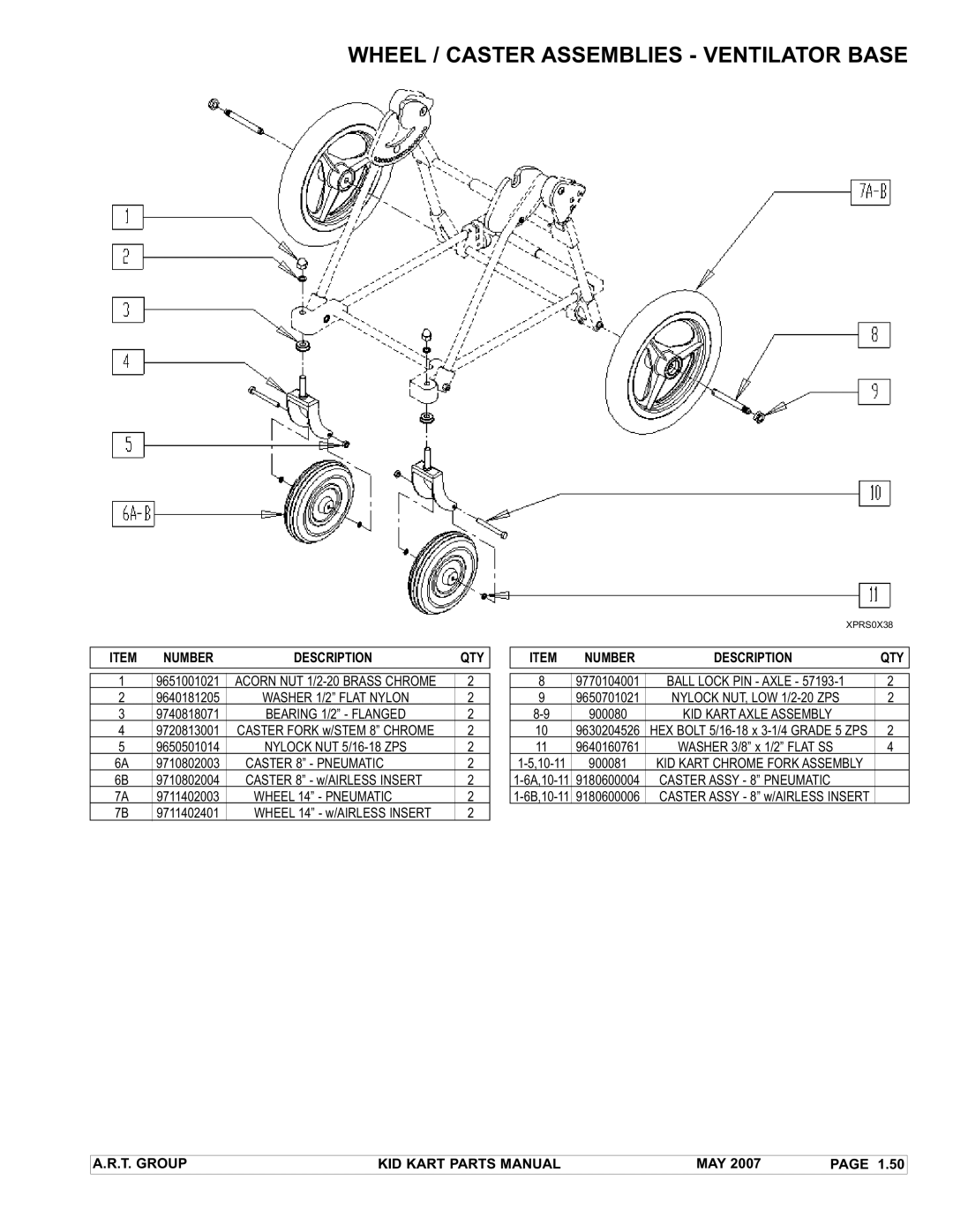 Sunrise Medical Stroller manual Wheel / Caster Assemblies Ventilator Base, Caster 8 Pneumatic 