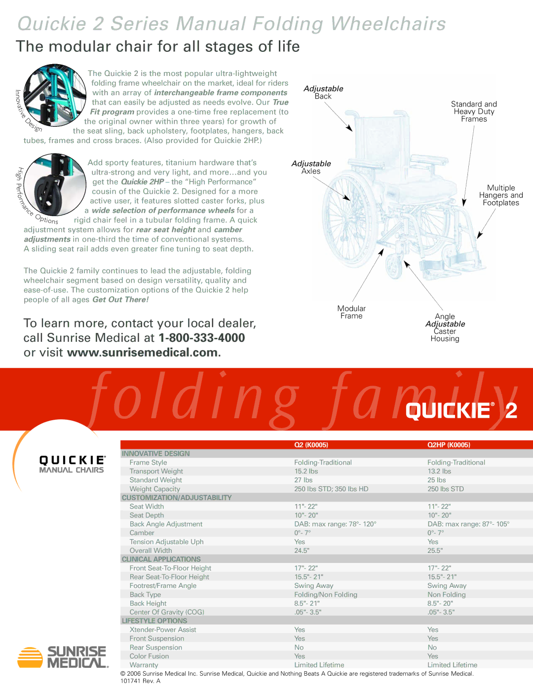 Sunrise Medical ultra 4 manual Innovative Design, Customization/Adjustability, Clinical Applications, Lifestyle Options 