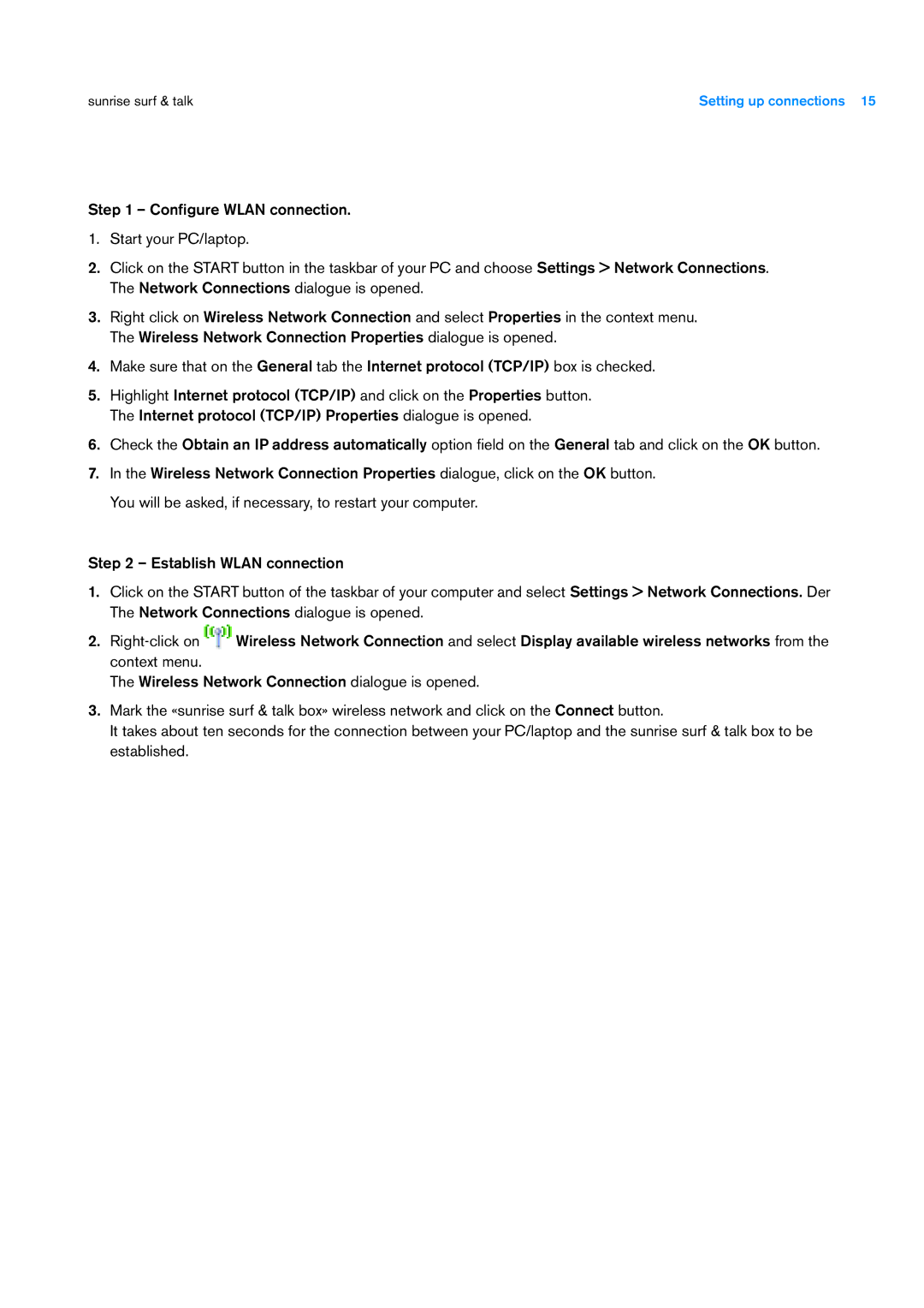 Sunrise Medical User Manual user manual Setting up connections 