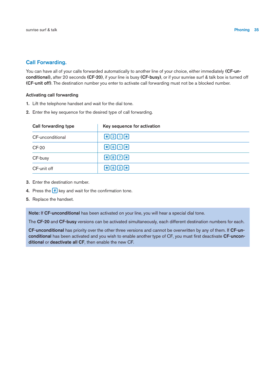 Sunrise Medical User Manual user manual Call Forwarding 